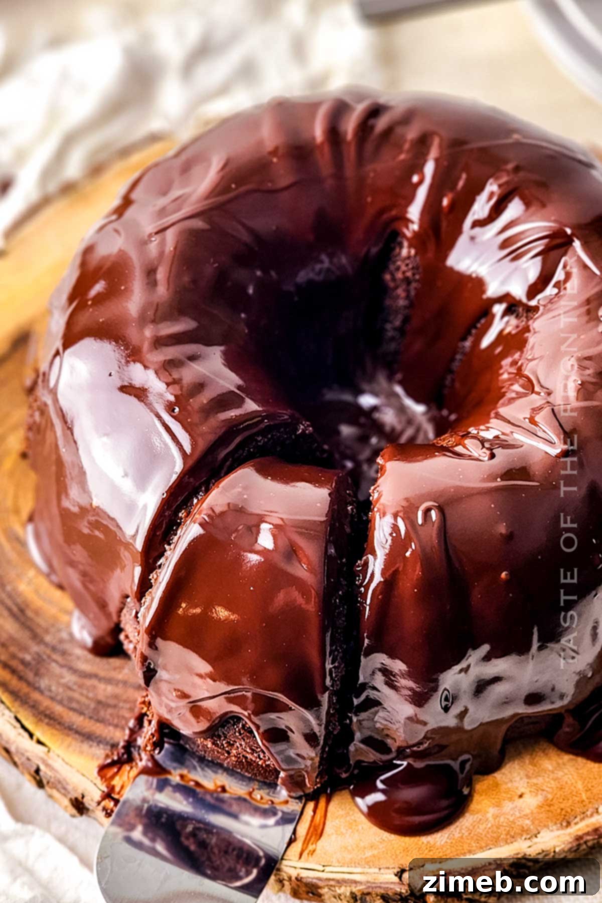 Decadent Molten Chocolate Bundt Cake 8 Slice of decadent chocolate bundt cake