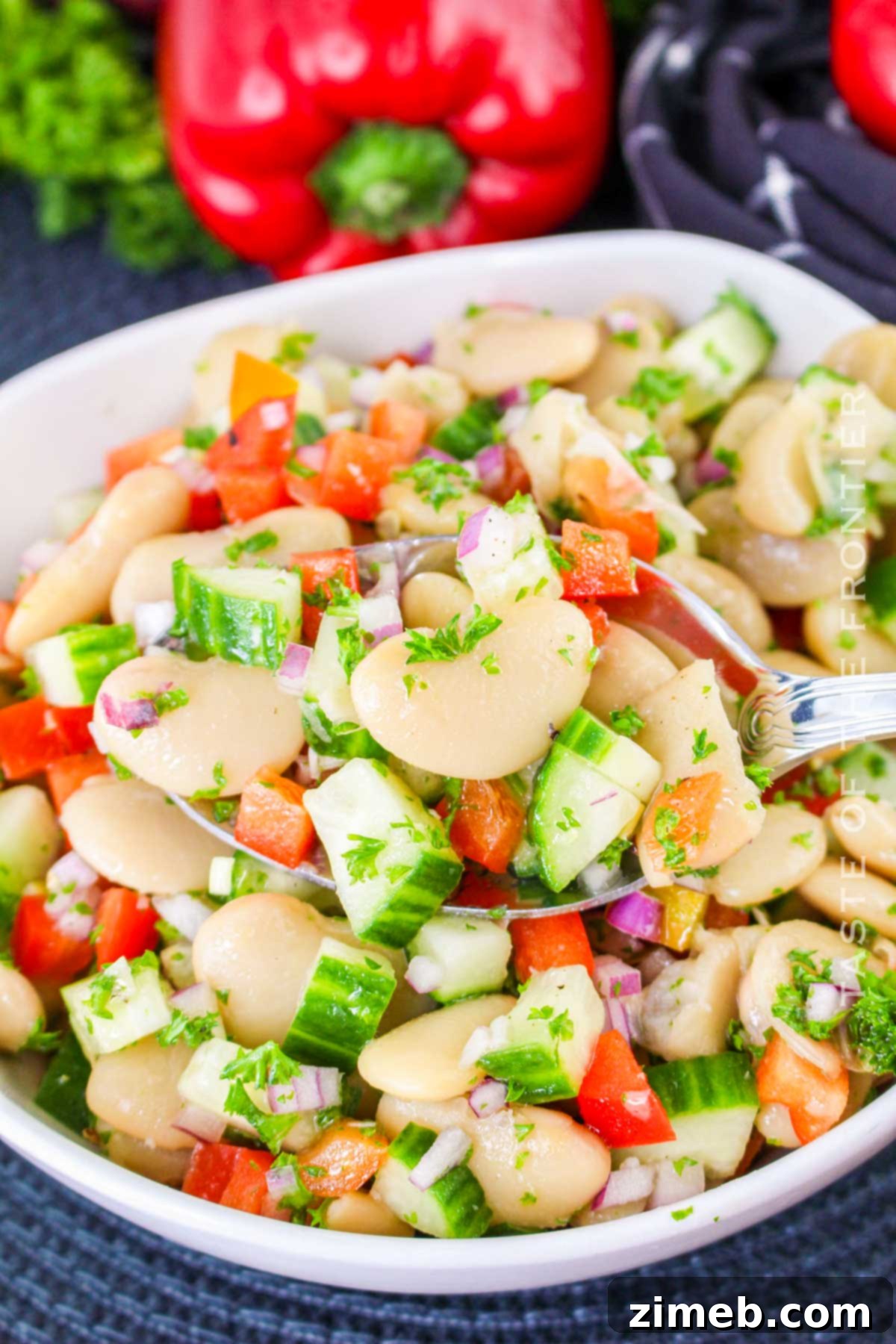 Quick and easy side dish for BBQ, featuring Butter Bean Salad.