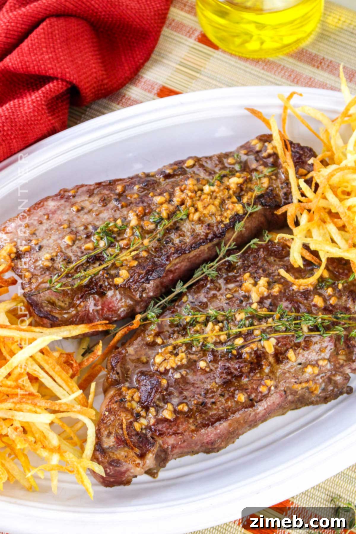Classic steak dinner with golden fries