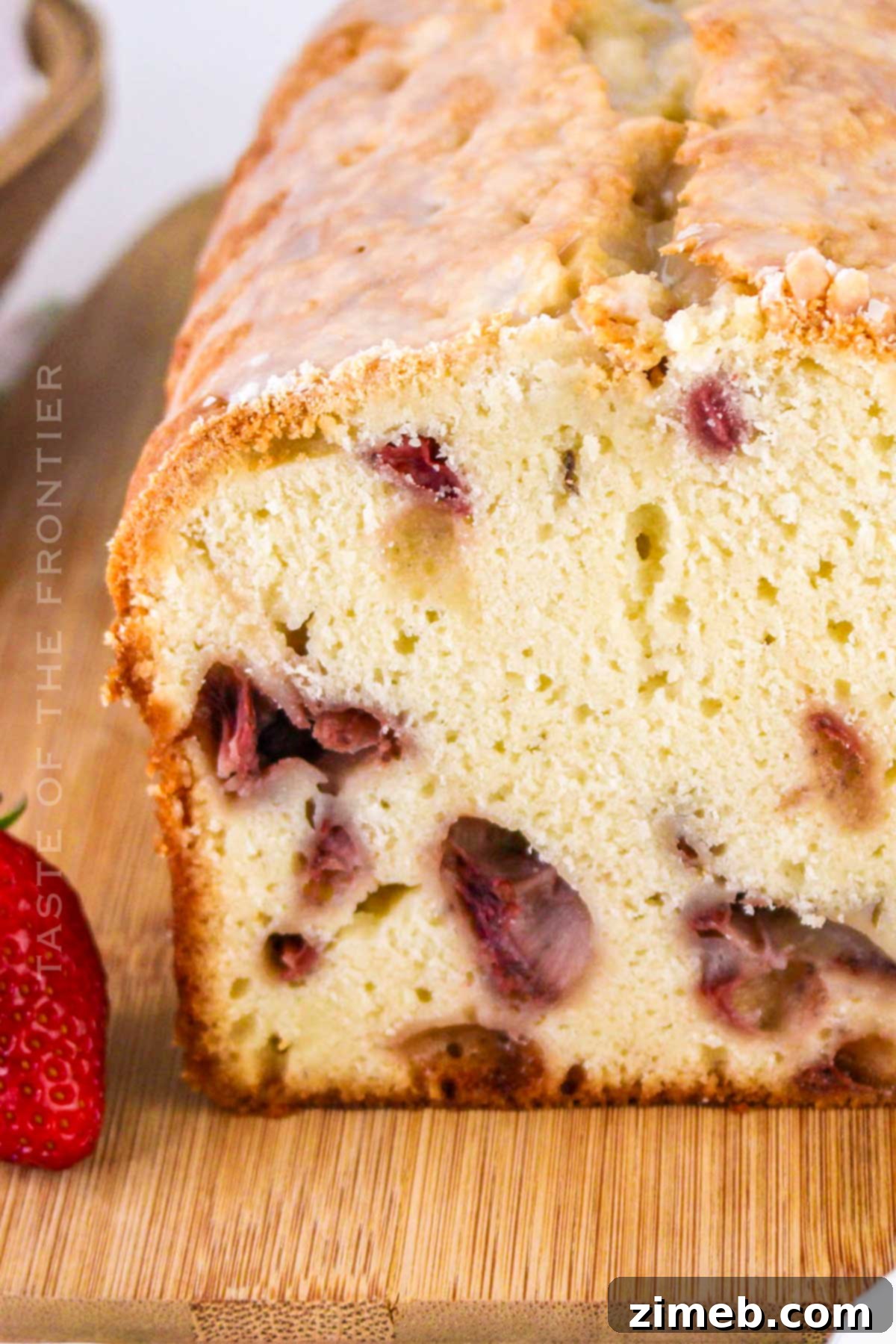 loaf cake with strawberries