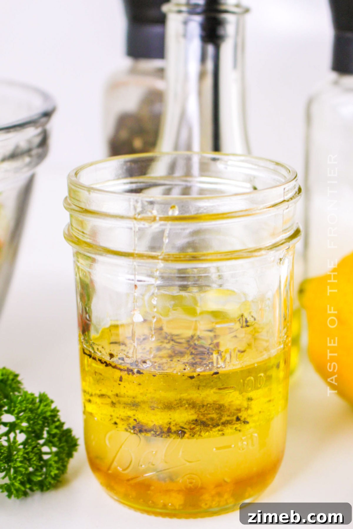 making the dressing with oil