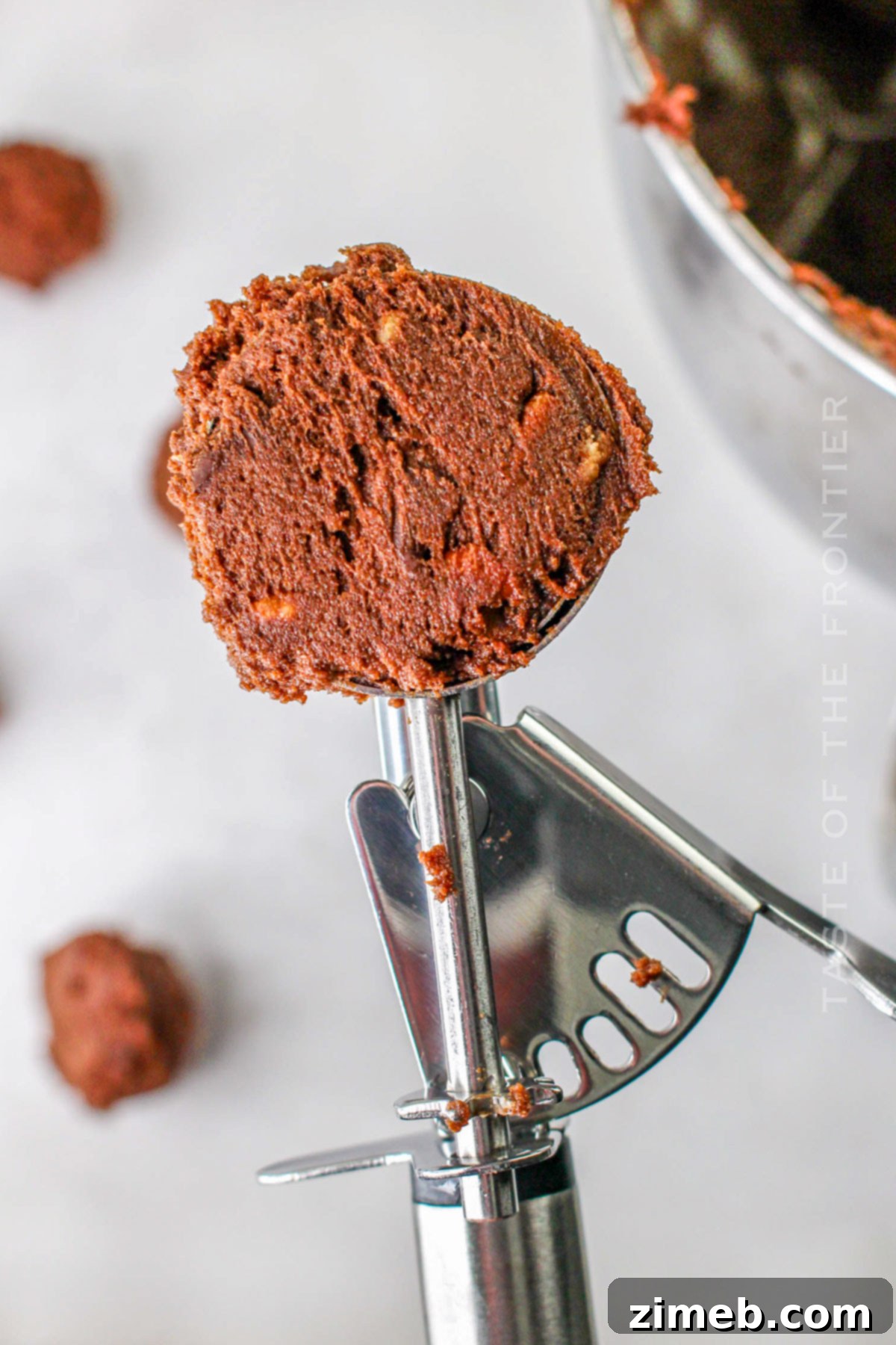 Decadent Double Chocolate Pecan Cookies 7 scoop of cookie dough