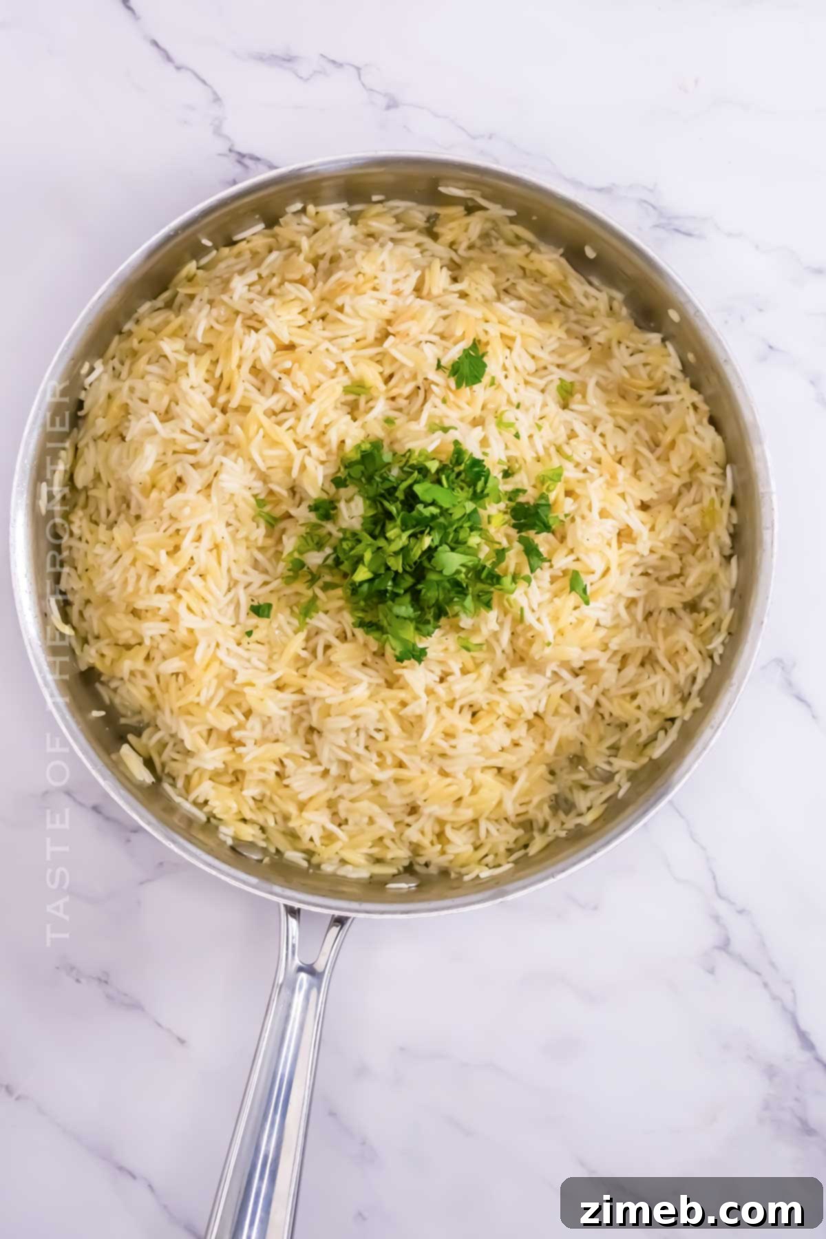 Making orzo side dish for dinner