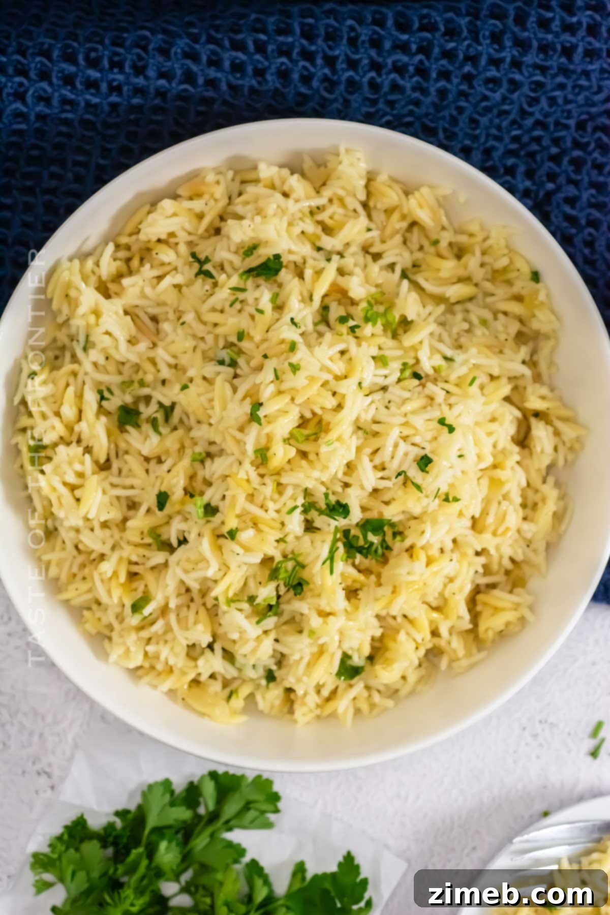 Rice Pilaf with Orzo recipe, served and ready