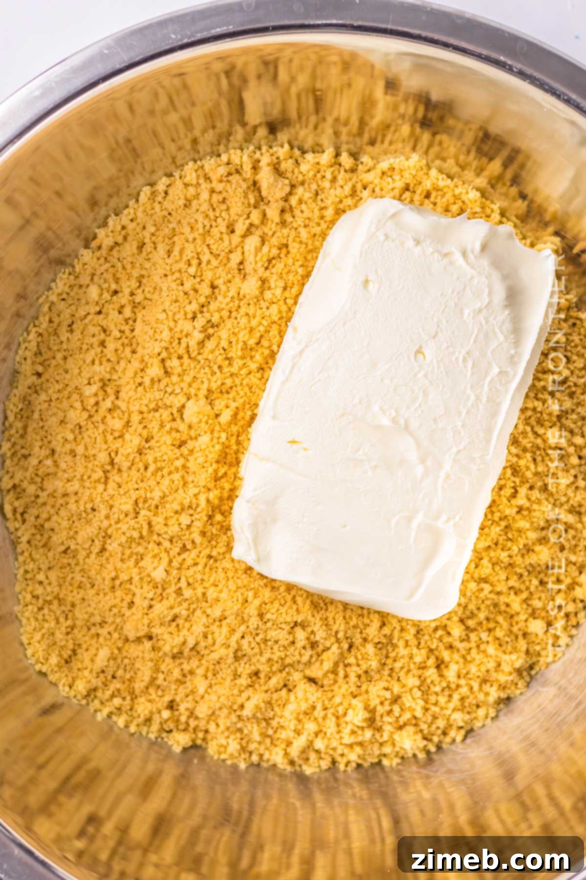 cookie crumbs and cream cheese
