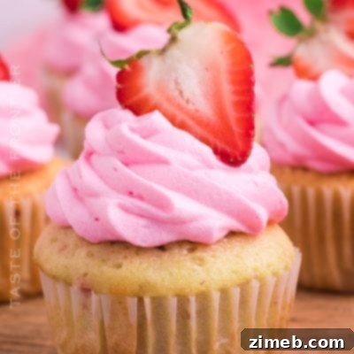 Fresh Strawberry Cupcakes with frosting