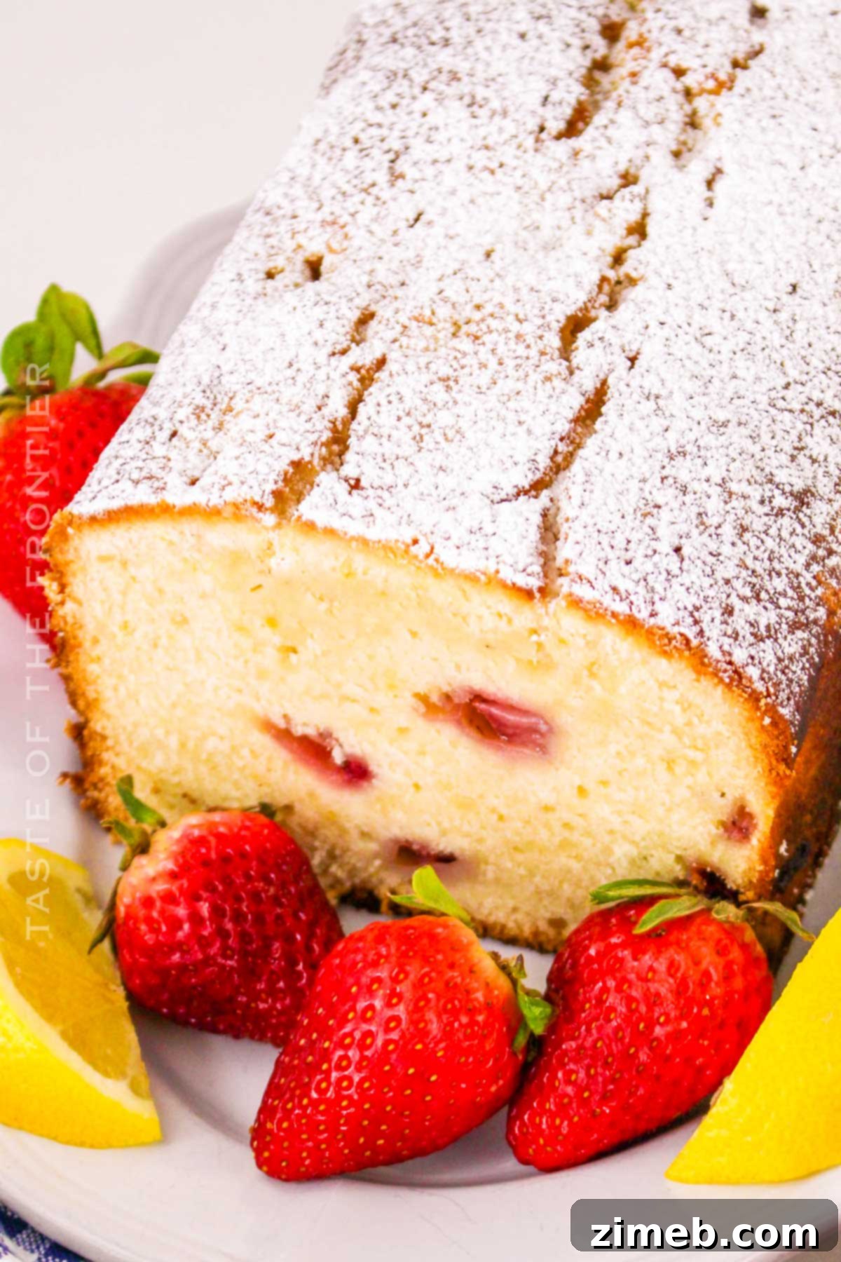 Beautiful loaf of Strawberry Lemonade Pound Cake