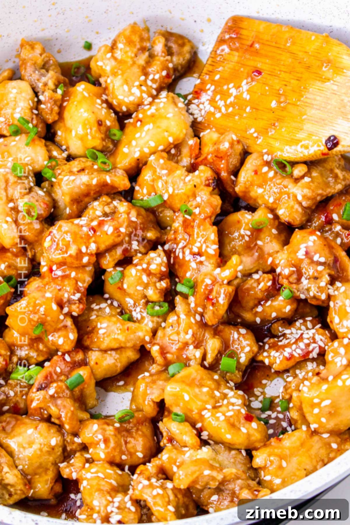 Sweet Heat Thai Chicken 8 Thai chicken dinner in a skillet, ready to serve