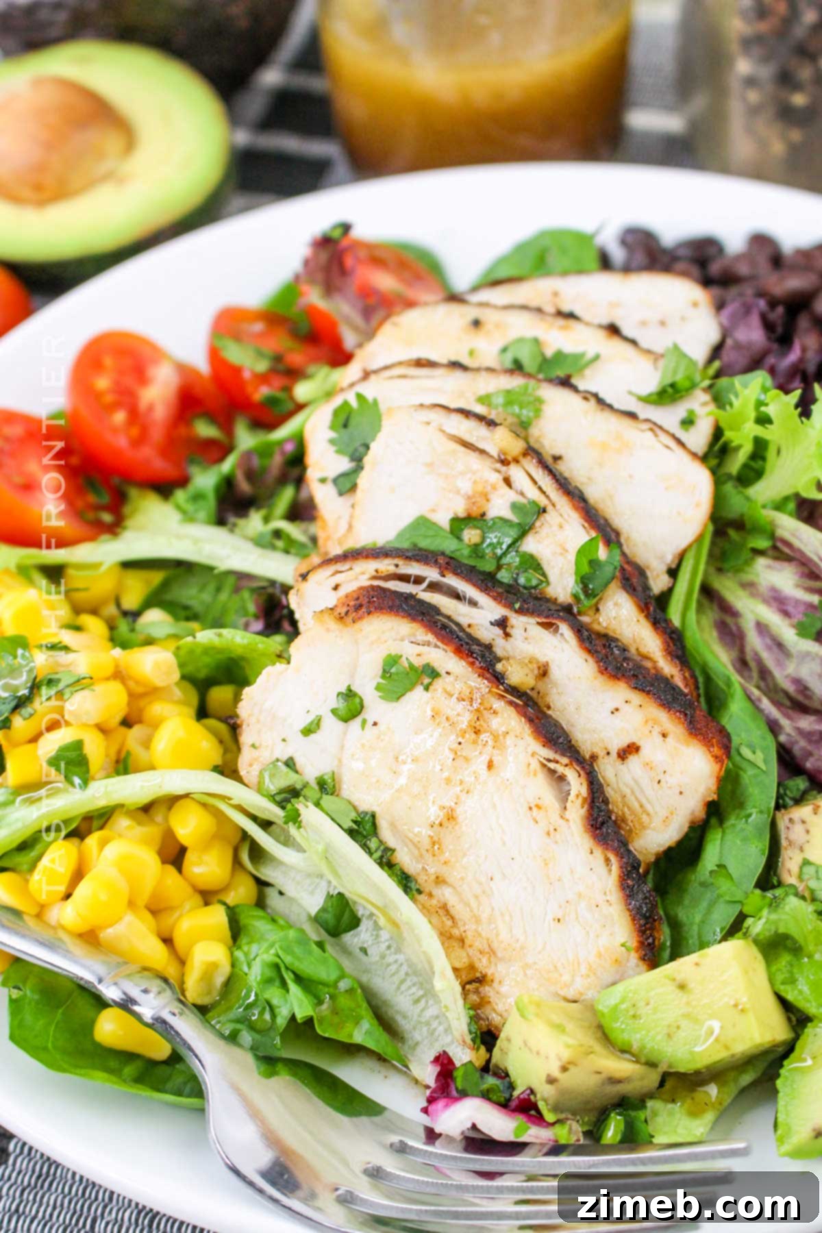 Close-up of fresh Southwest Chicken Salad ingredients