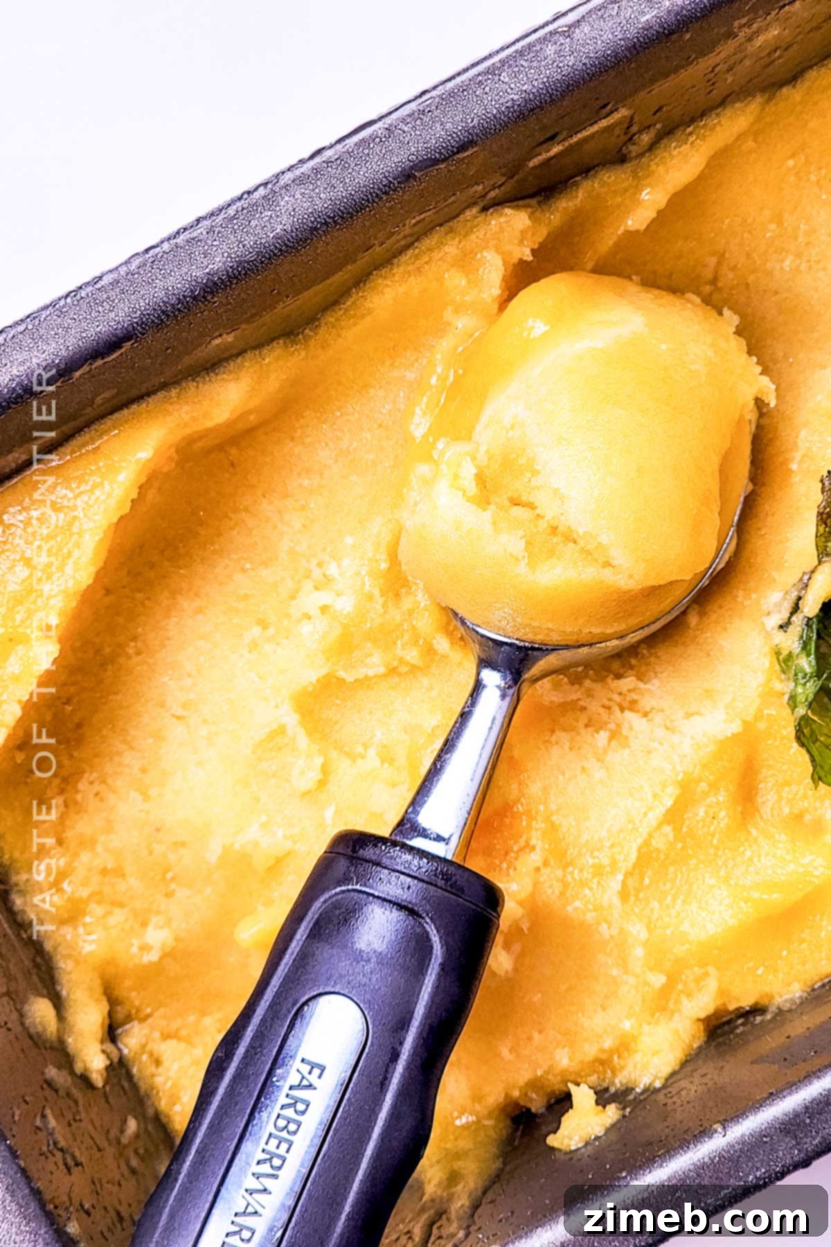 Homemade Peach Sorbet, a vibrant and refreshing frozen dessert.