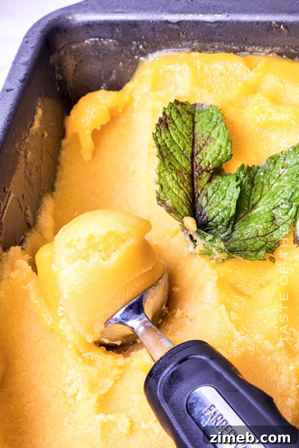 Fruity frozen dessert in a glass