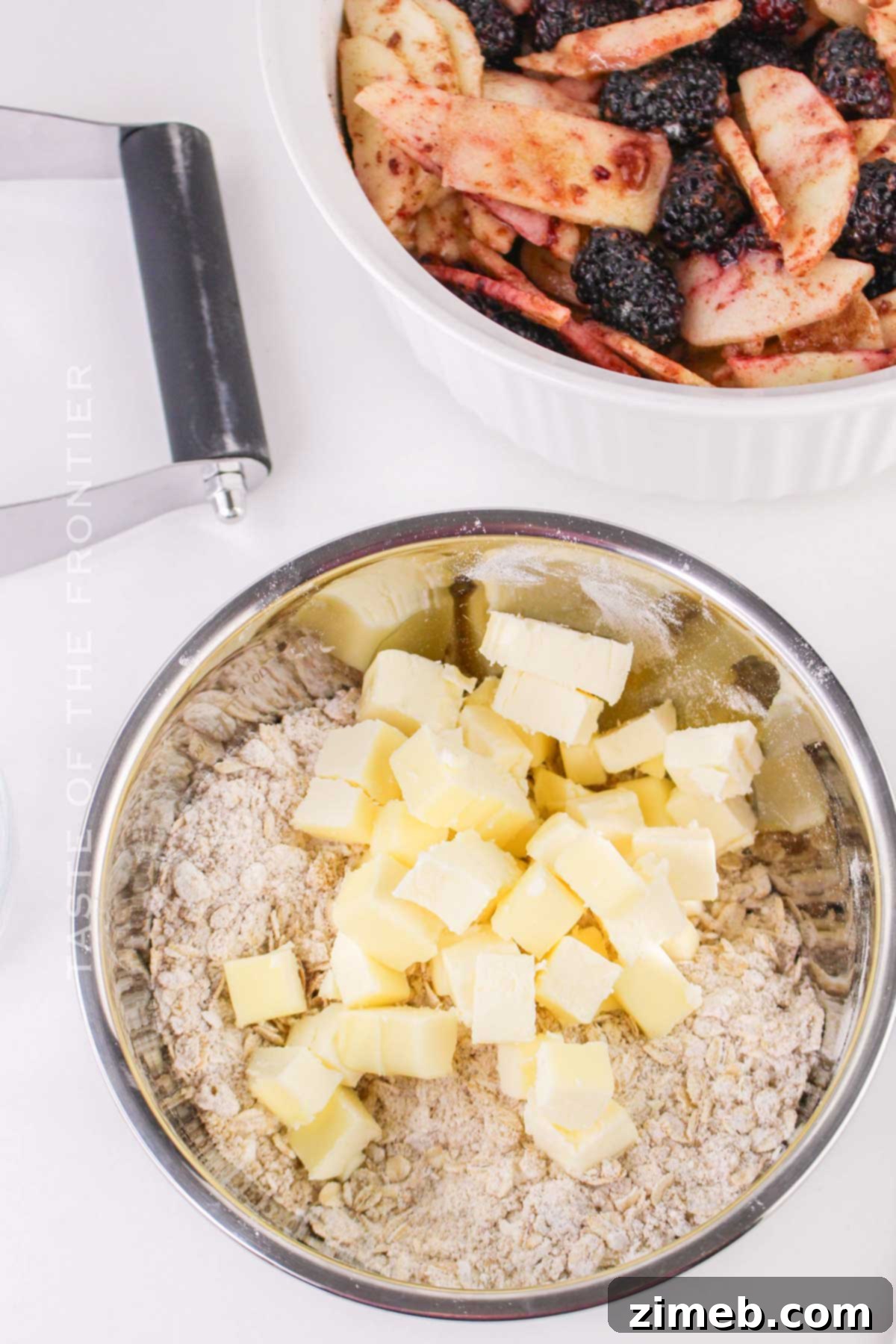 Classic Apple Blackberry Crumble 7 Baked Apple Blackberry Crumble, ready to serve