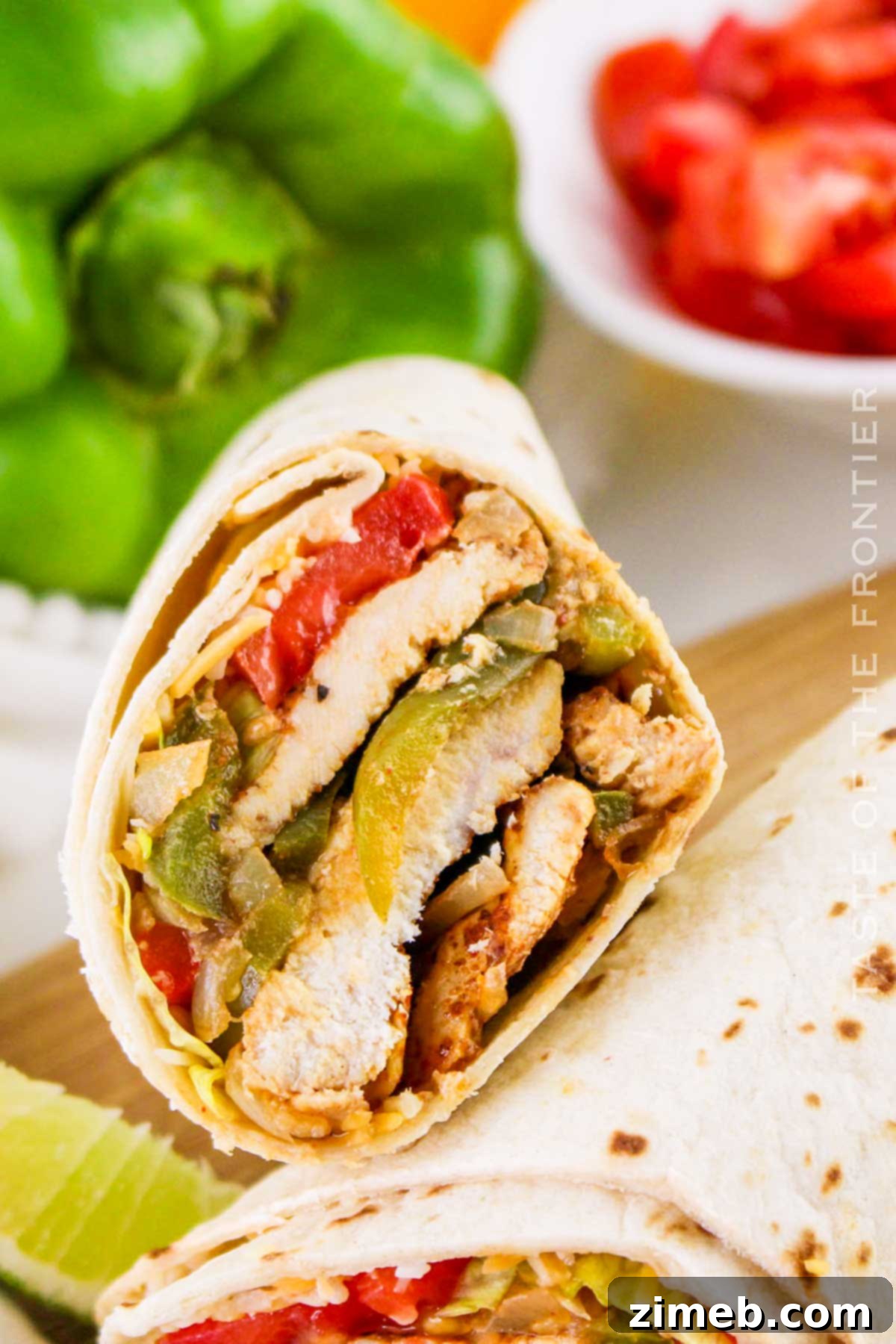 Sizzling Chicken Fajita Wraps 14 Easy wrap dinner with chicken and veggies.