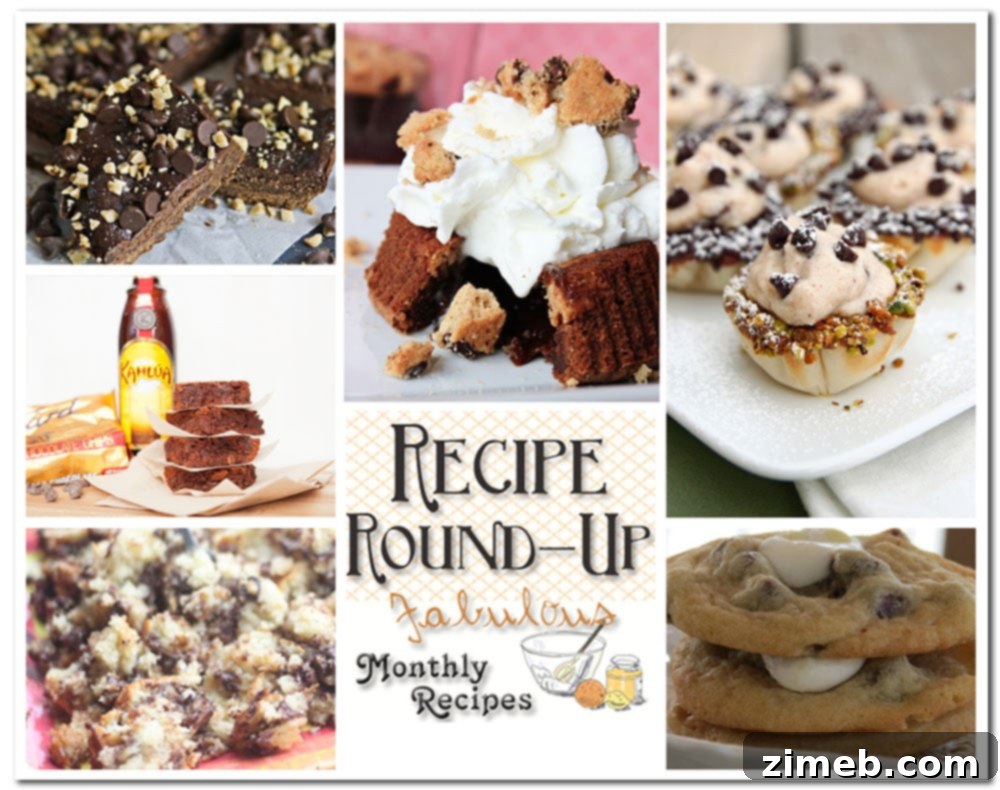 Recipe Round-Up collage showcasing best chocolate chip recipes