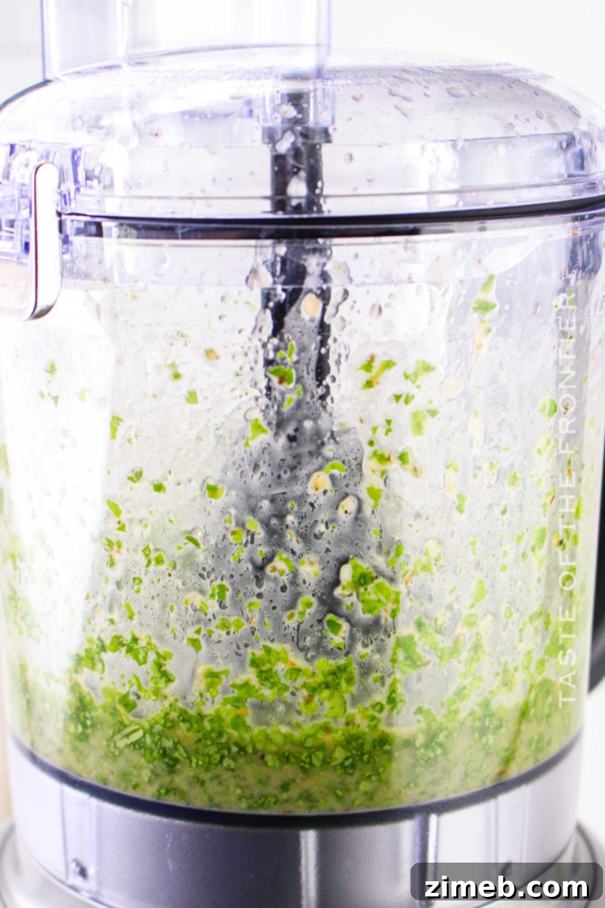 making sauce in the food processor