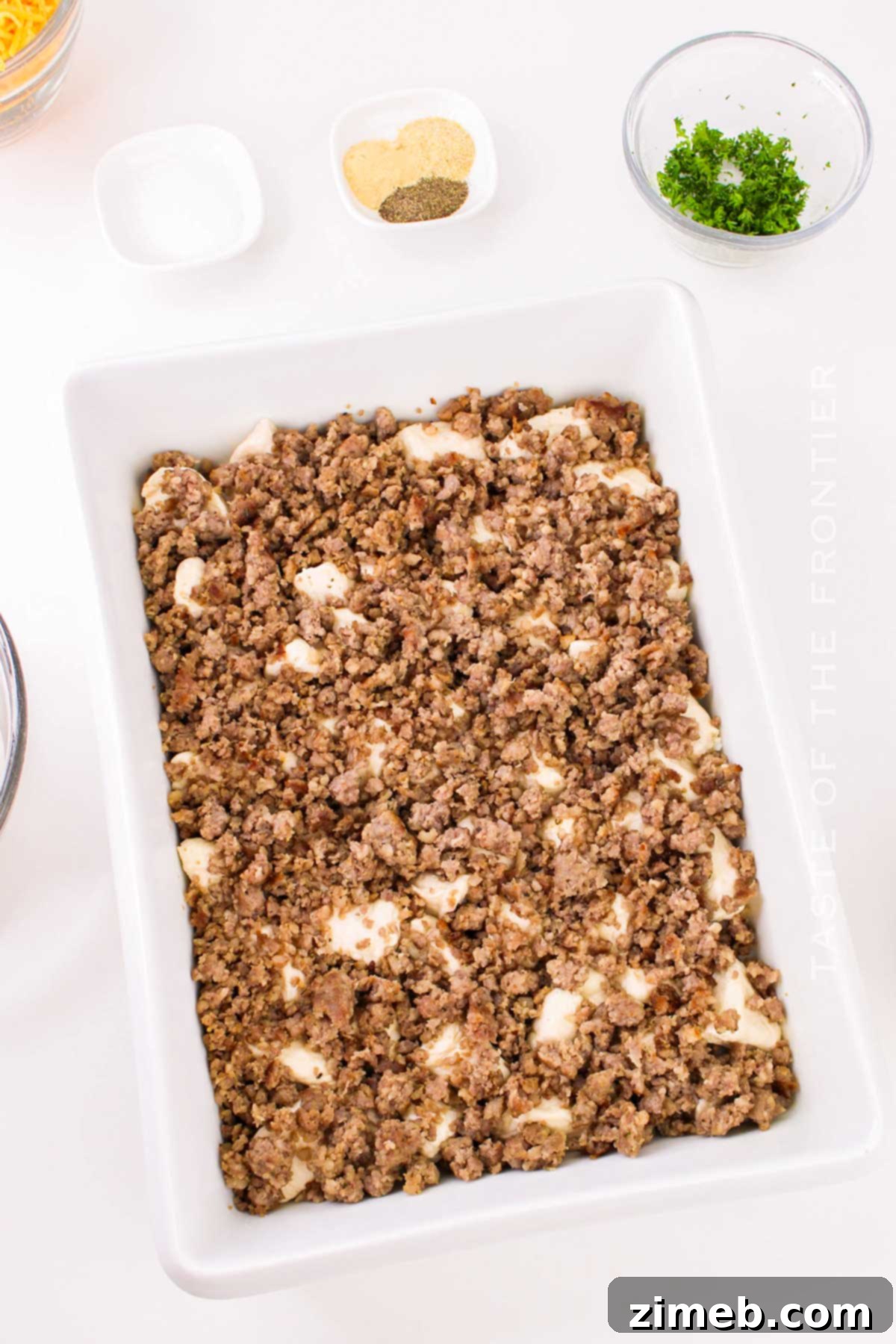 Ultimate Biscuit Breakfast Bake 7 casserole layers