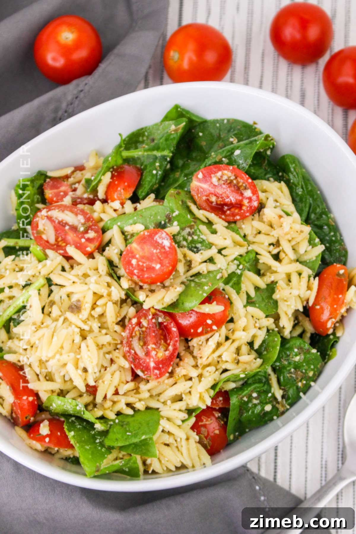 Vibrant Pesto Orzo Medley 3 Pesto Orzo Salad recipe - fresh ingredients laid out