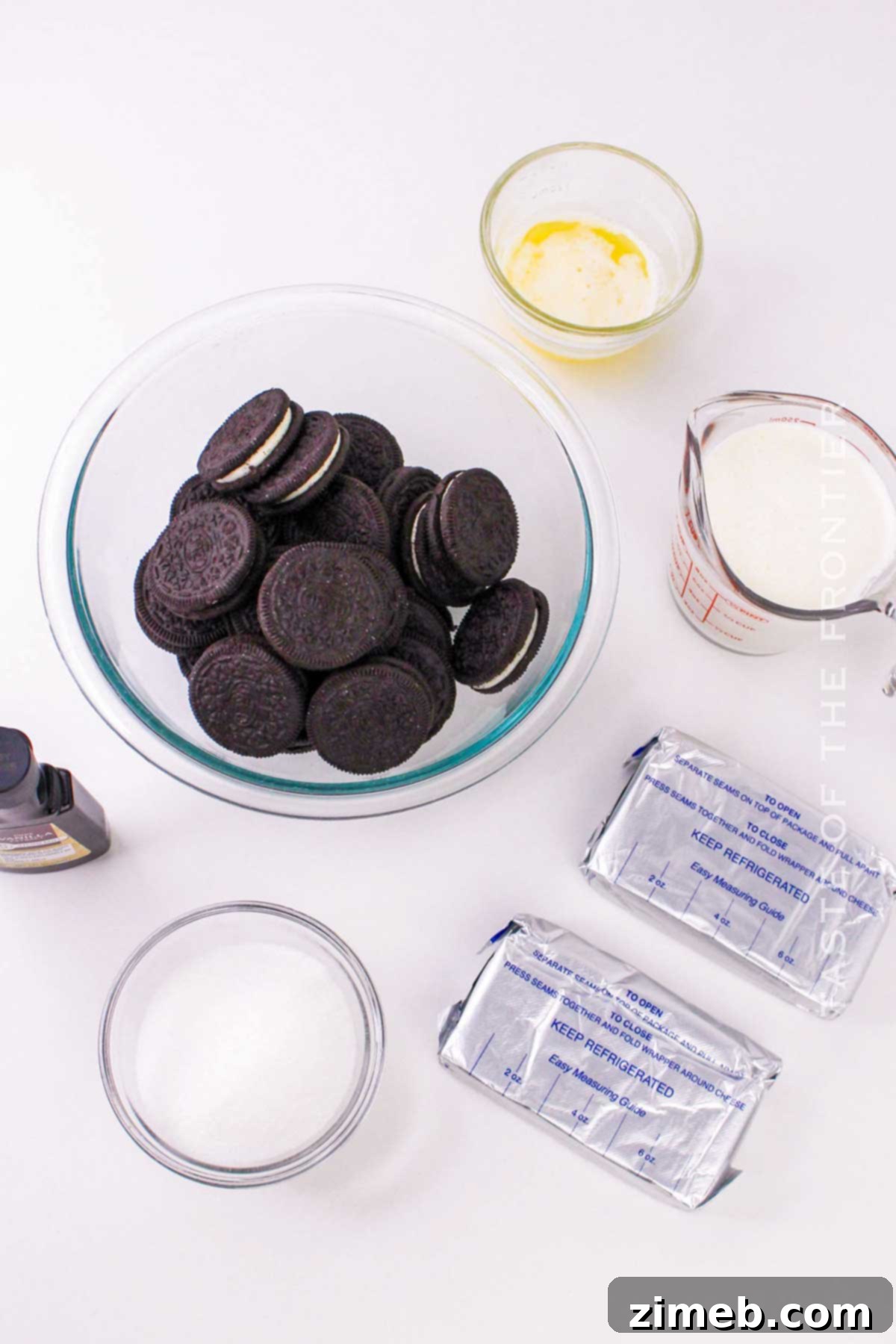 Oreo Dream Cheesecake 4 No Bake Oreo Cheesecake ingredients and tools