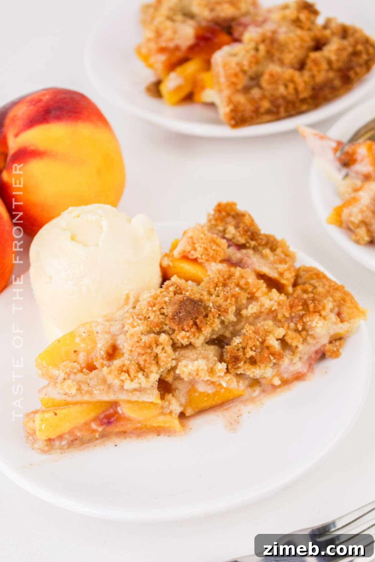 Fall dessert with peaches in a pie
