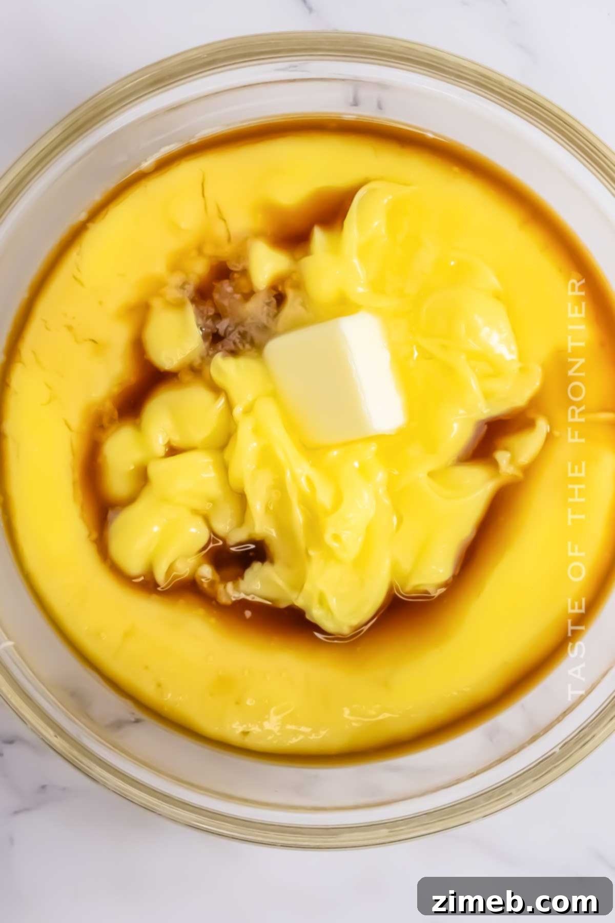 Close-up of banana custard filling