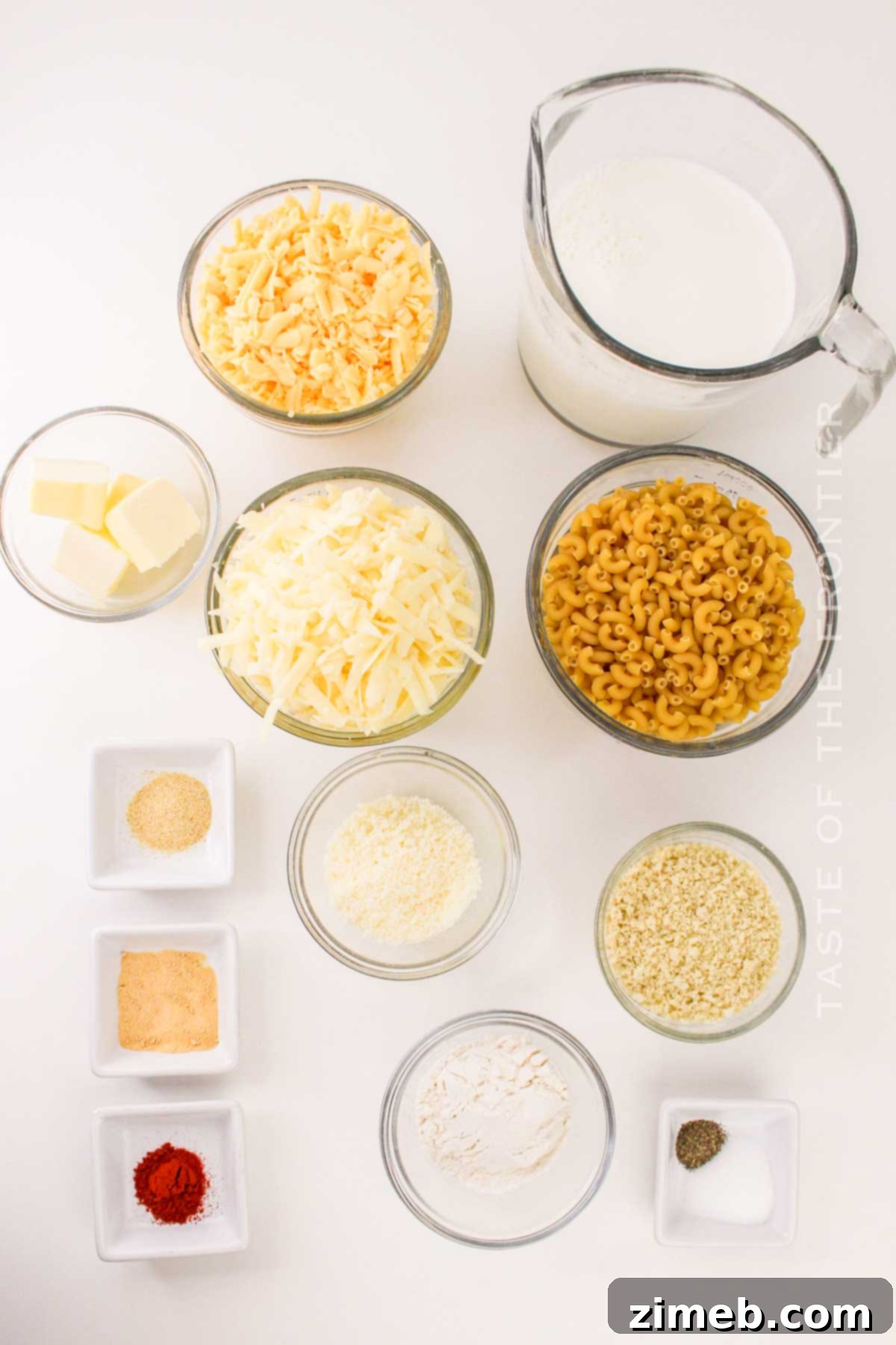Gouda Mac and Cheese ingredients laid out for preparation