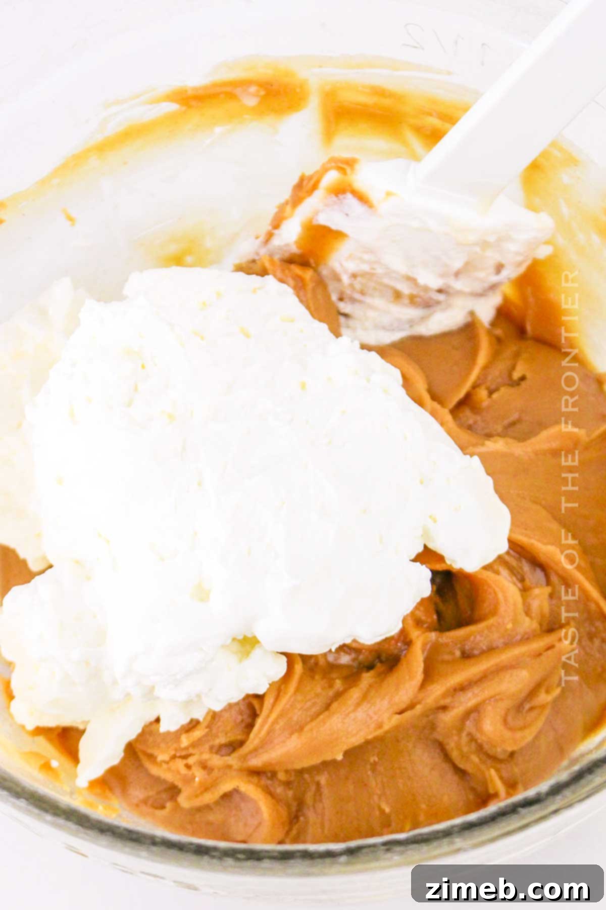 Decadent Peanut Butter Cup Ice Cream Cake 6 Mixing the homemade peanut butter ice cream mixture