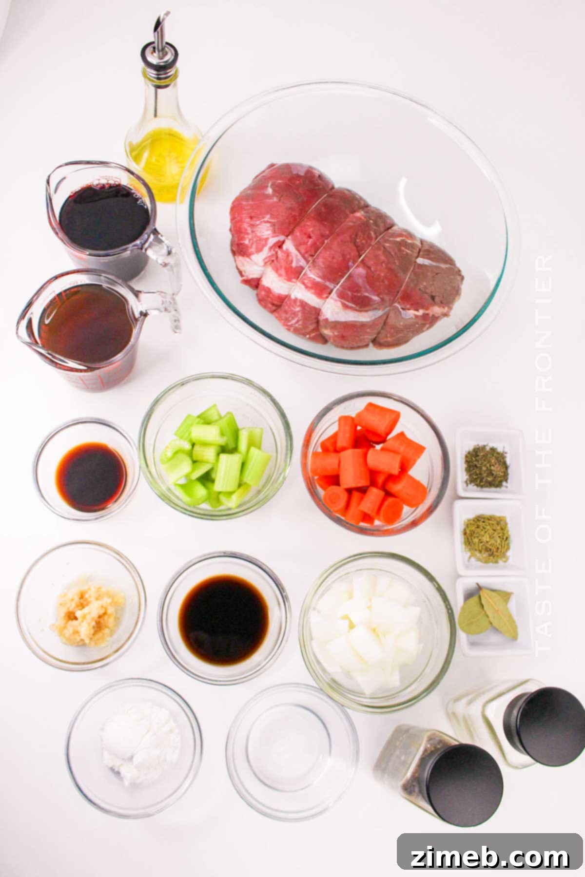 Slow Cooker Sirloin Tip Pot Roast 4 Slow Cooker Beef Sirloin Tip Roast ingredients laid out