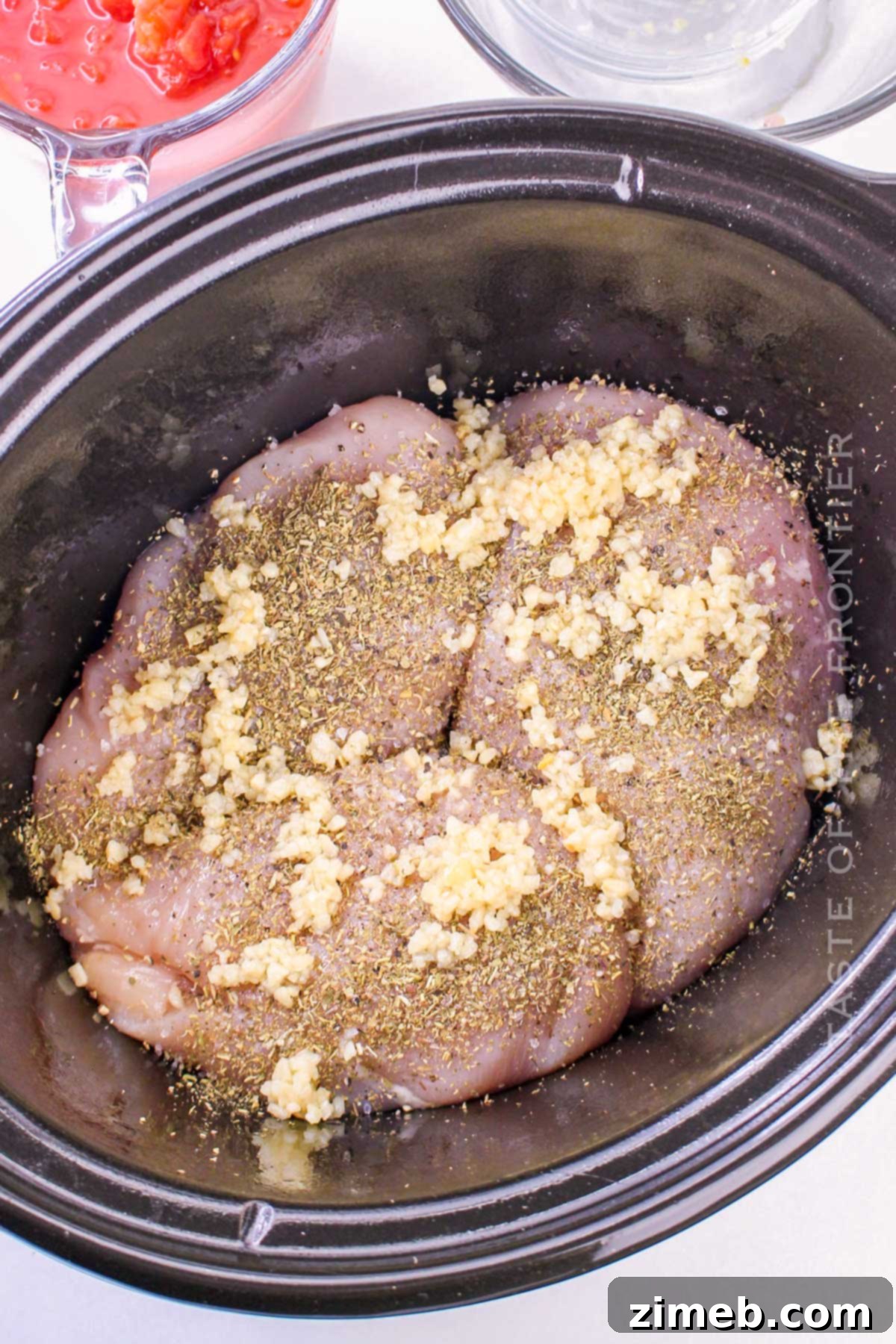 Preparing chicken for Chicken Tortellini recipe
