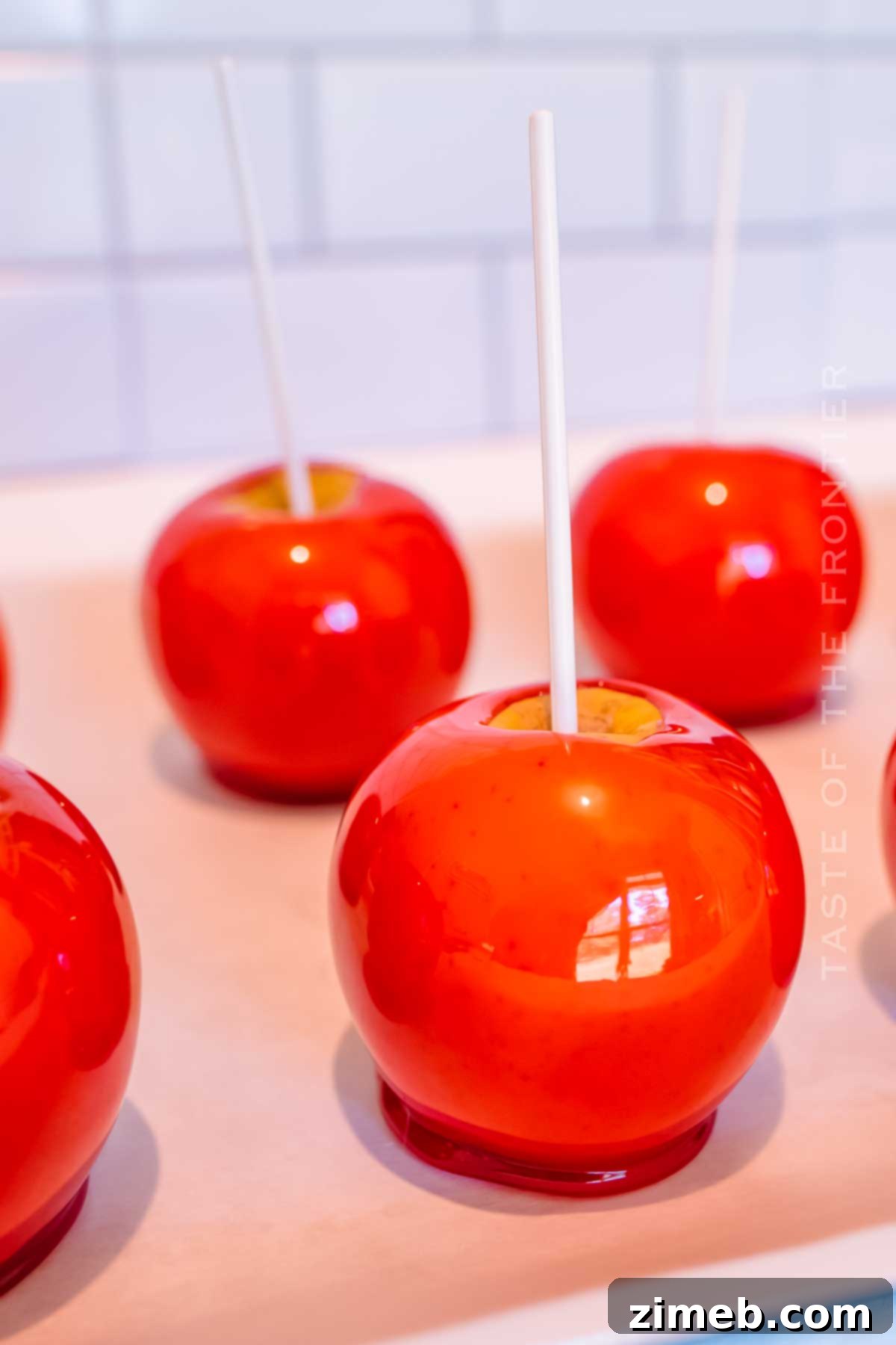 Fairground Apple Delights 16 candy apples drying