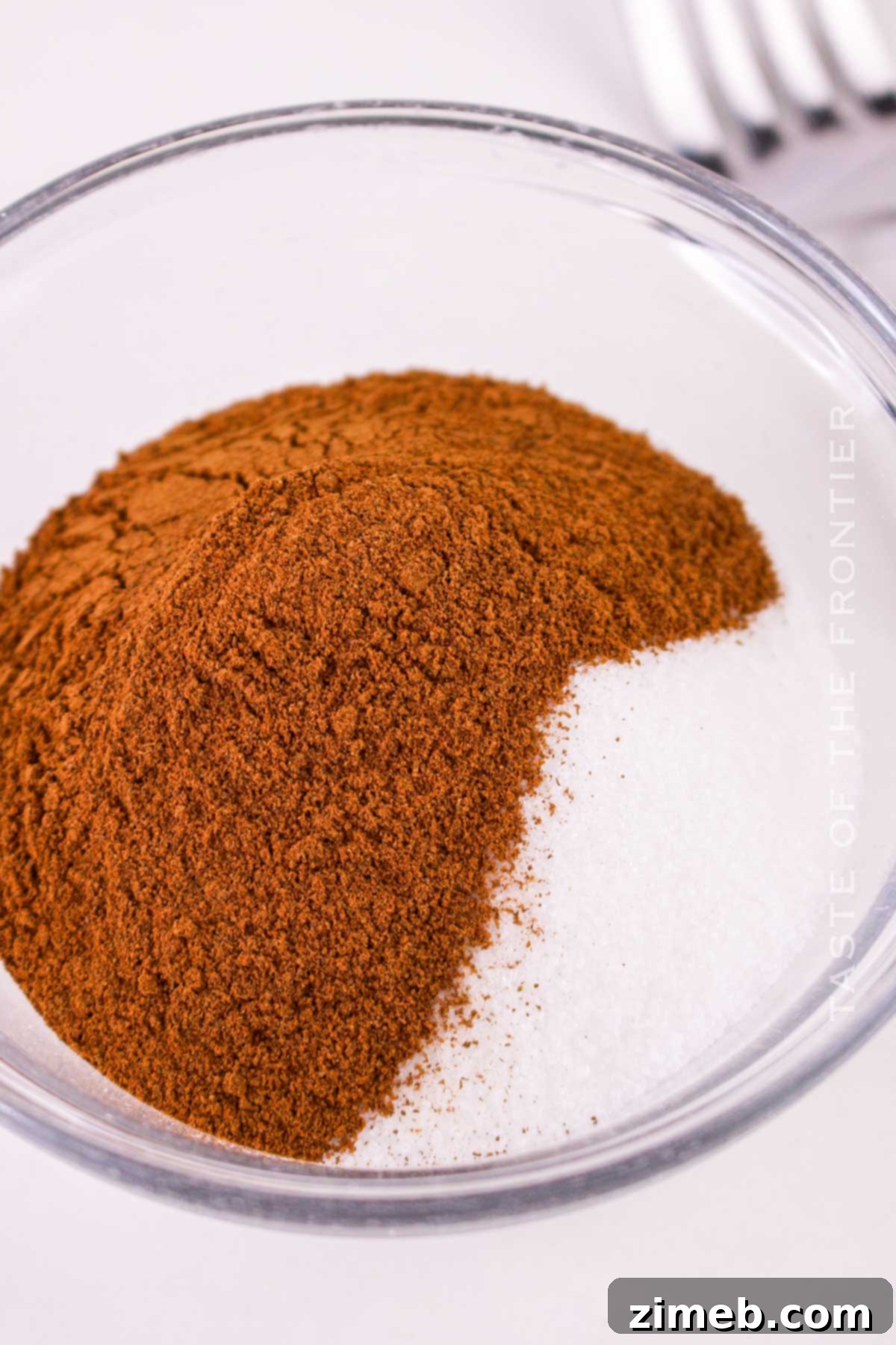 Mixing cinnamon and sugar for the swirl