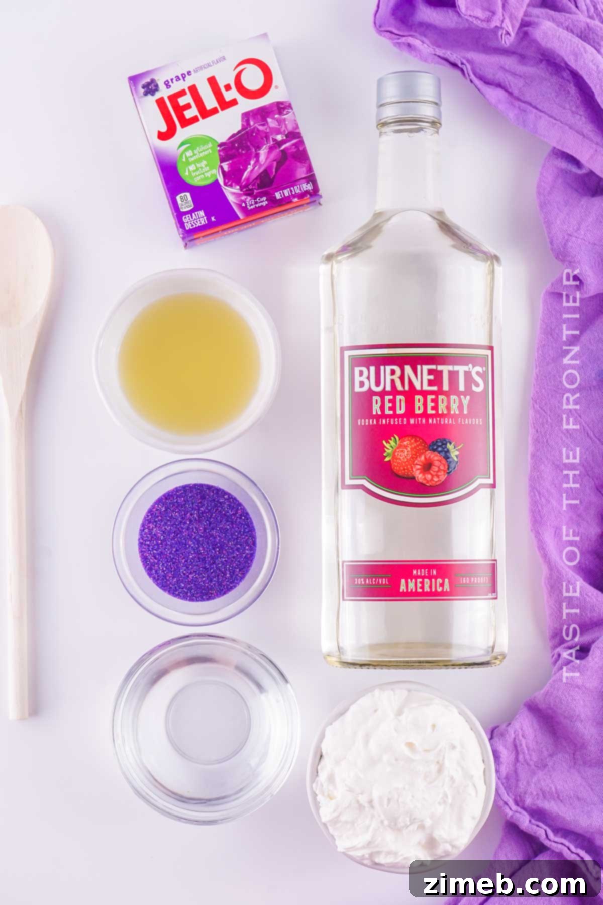 Crafting the Perfect Purple Hooter Shot 4 Ingredients for Purple Hooter Shots laid out