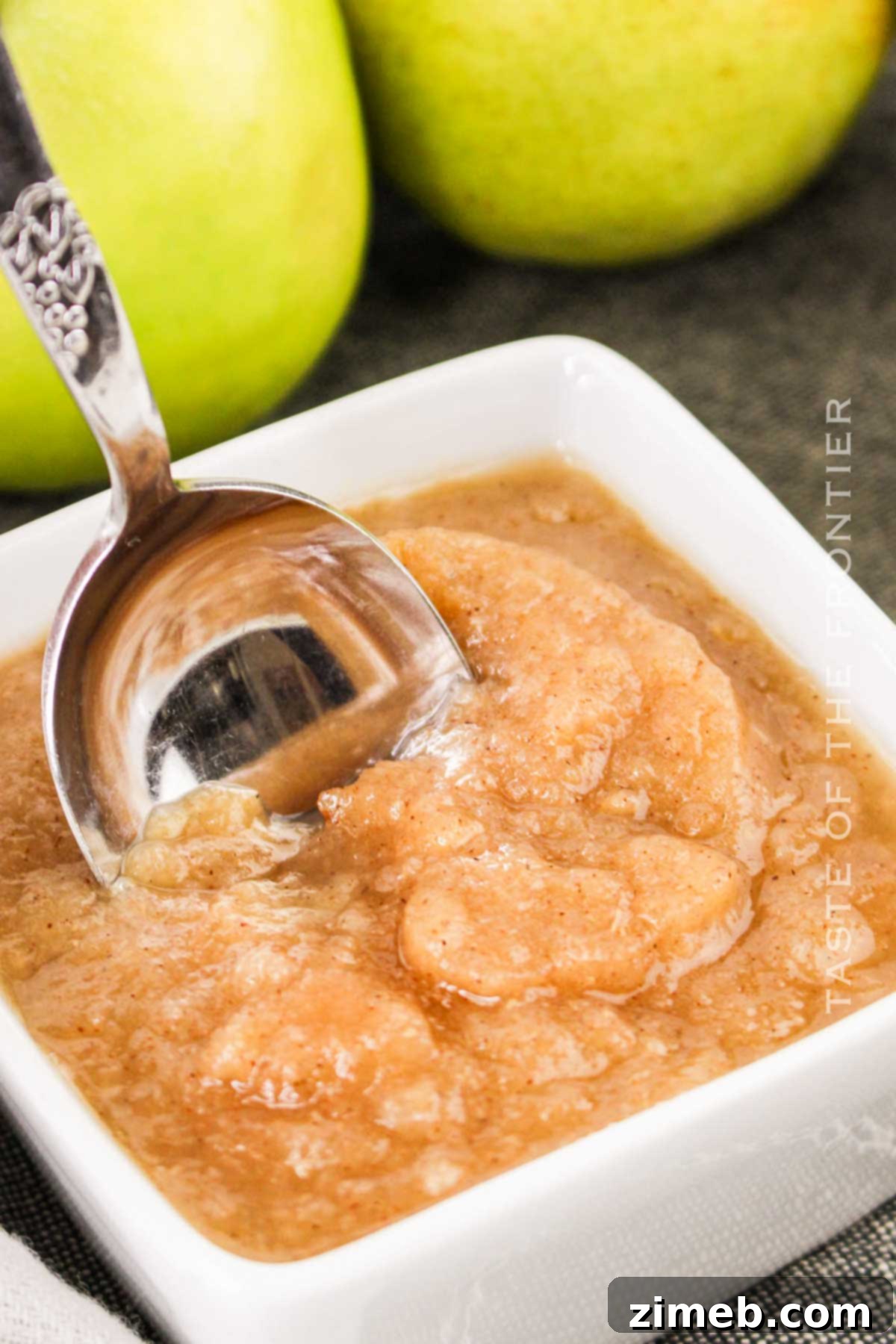 Final presentation of the delicious Apple Pear Sauce recipe, ready to be enjoyed.