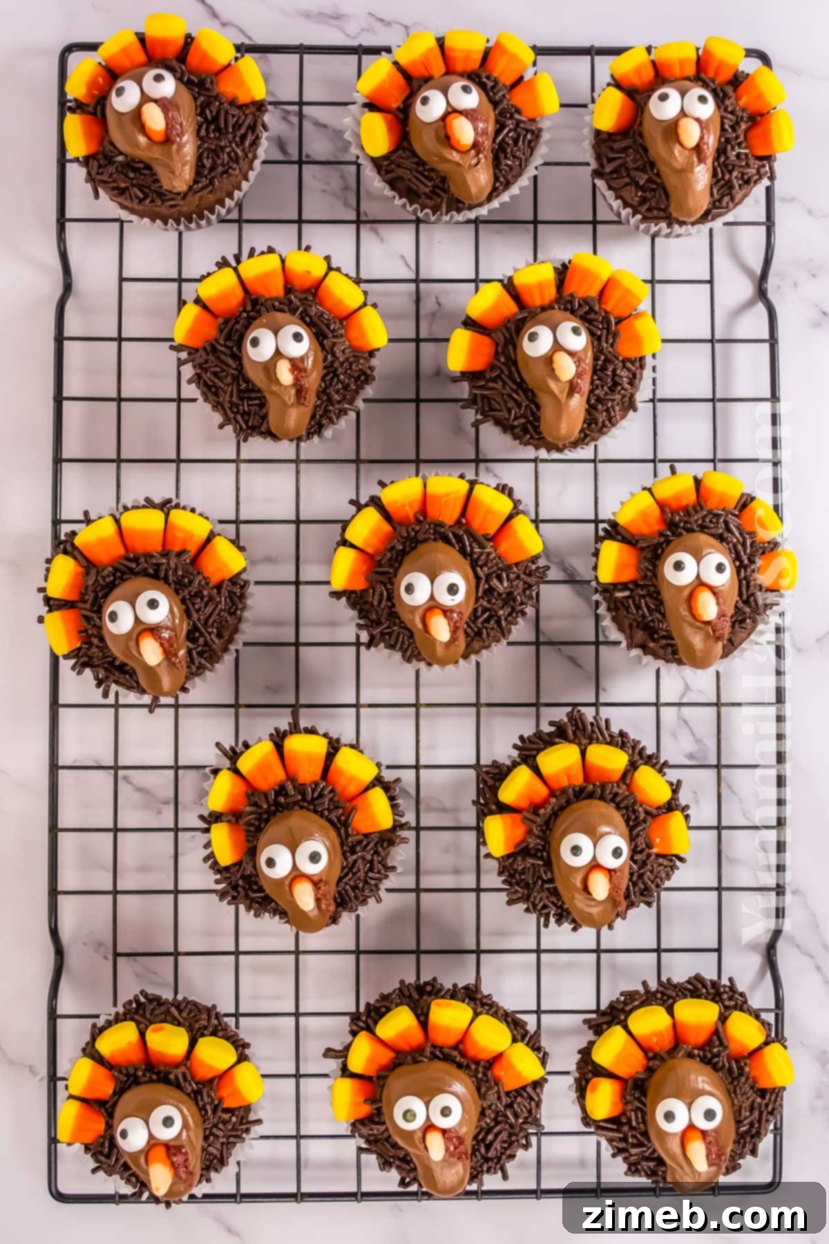 decorated cupcakes for Thanksgiving