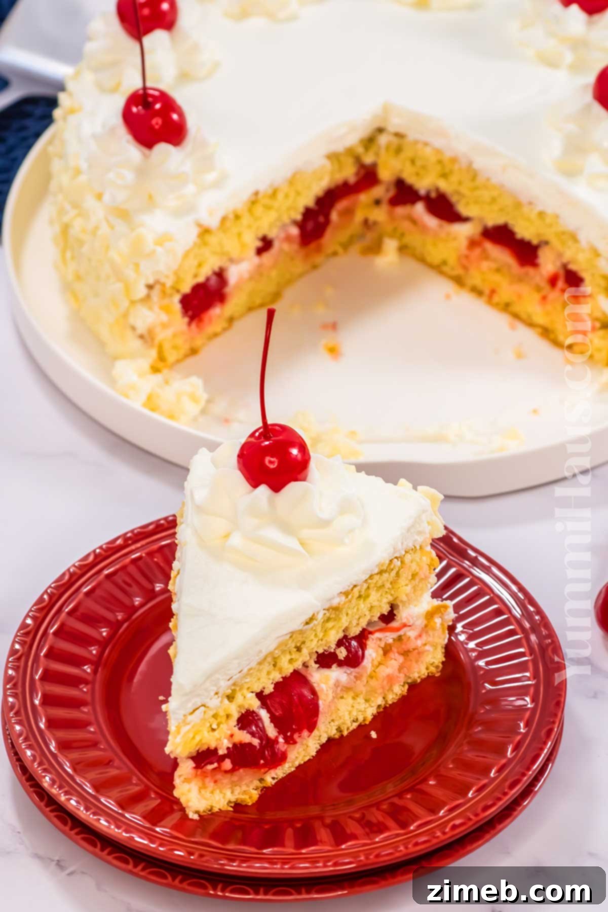 Enchanted White Forest Cake 8 White Forest Cake slice ready for serving