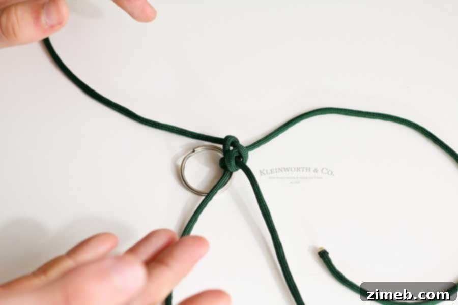 Tactical Paracord Survival Keyring 11 paracord keychain tutorial - tightened