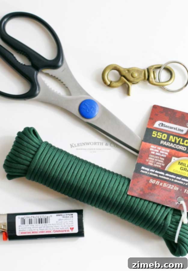 Tactical Paracord Survival Keyring 2 paracord keychain tutorial - supplies needed