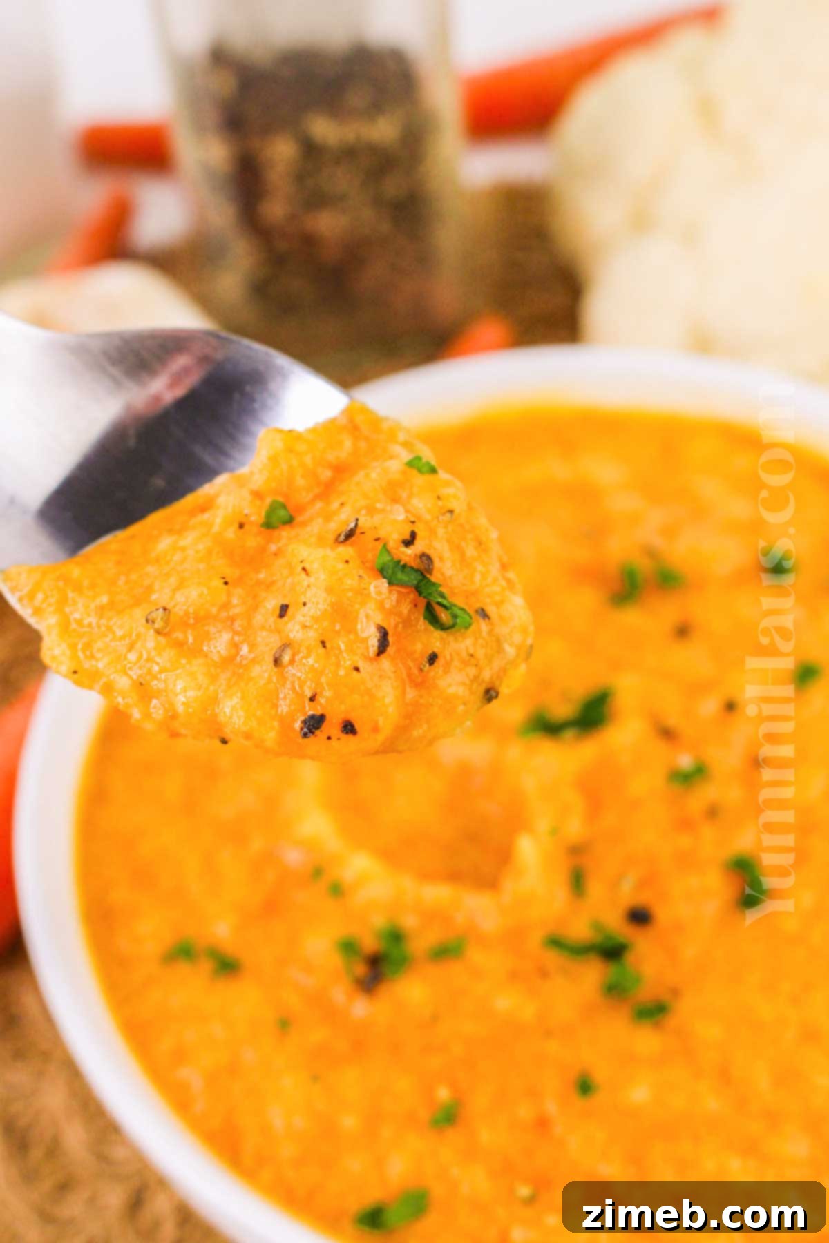 Velvety Carrot Cauliflower Delight 2 Creamy Carrot Cauliflower Soup with Fresh Herbs