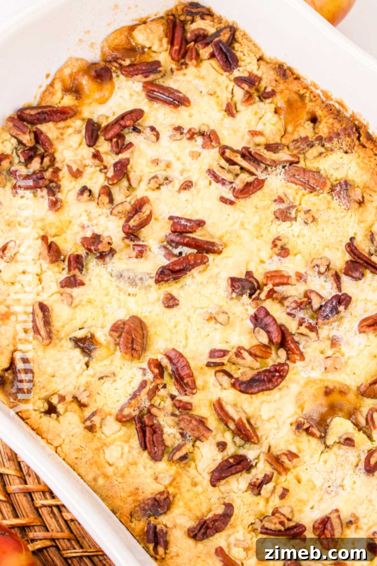 baked cake with apple pie filling