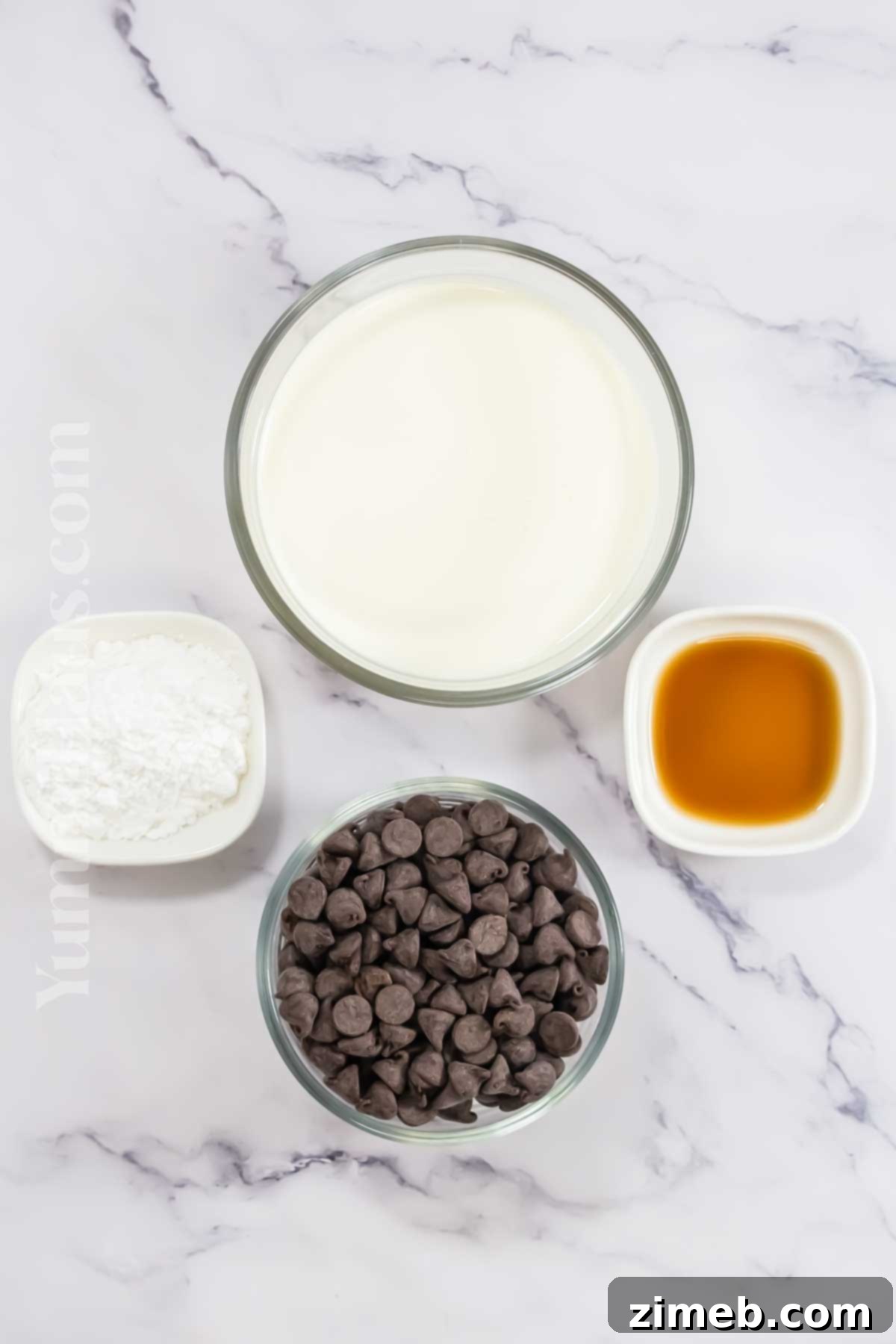 Chocolate Mousse ingredients laid out for preparation.