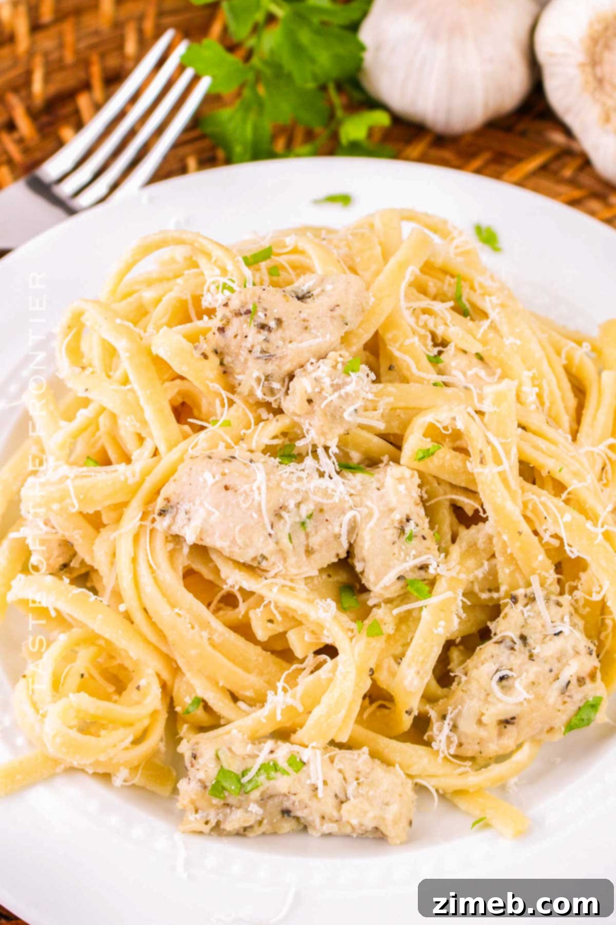 Chicken Garlic Parmesan Pasta recipe - a delicious and quick meal solution.