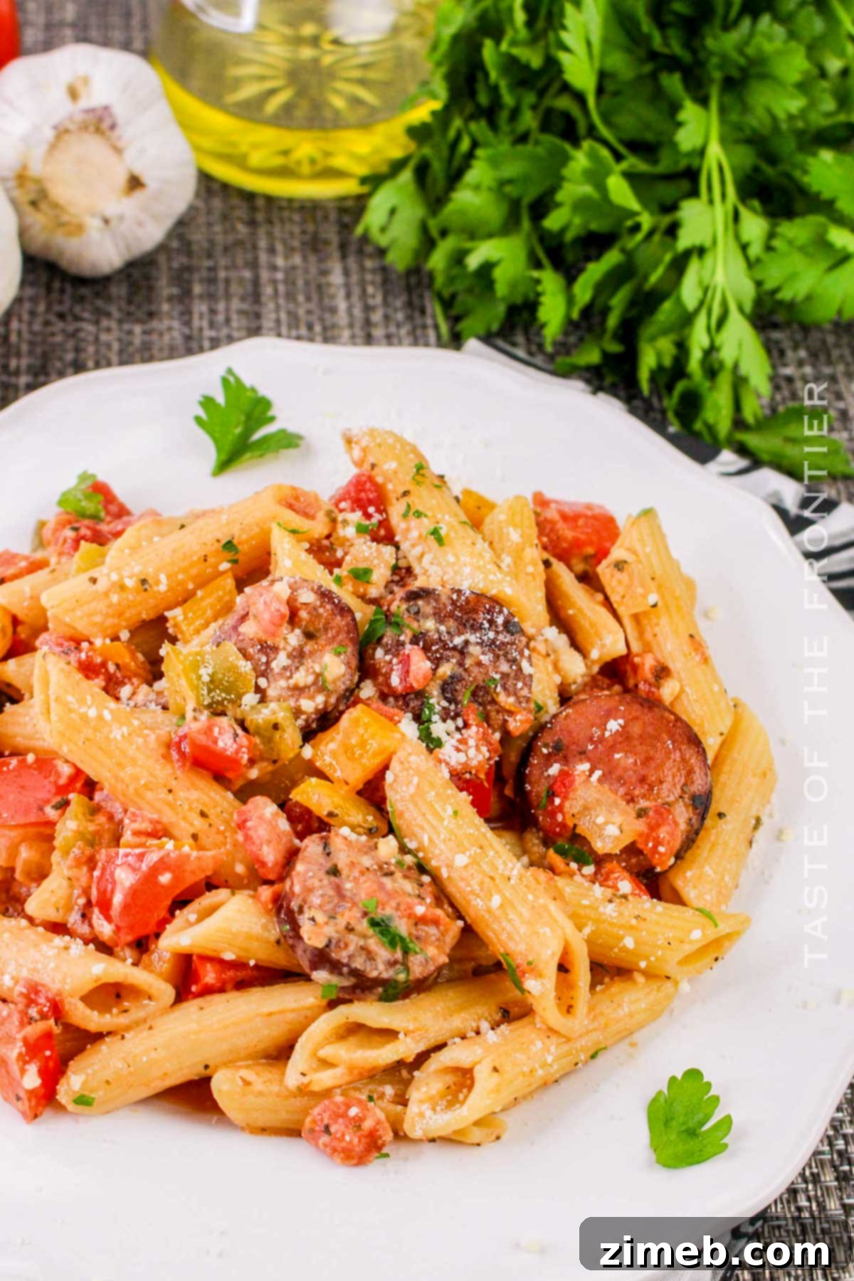 Pasta Dinner with Smoked Sausage in a Creamy Sauce