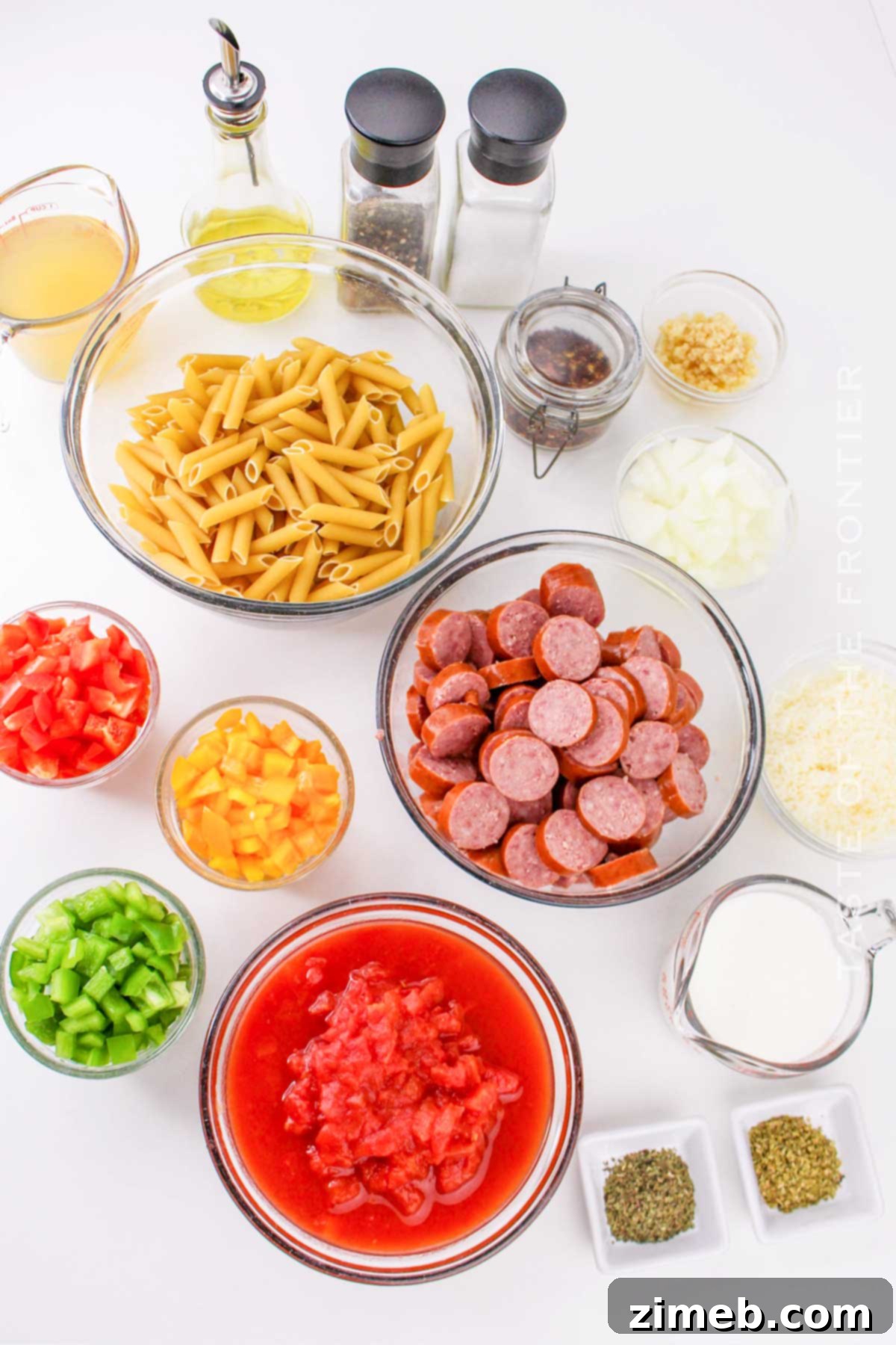 Ingredients for Smoked Sausage Pasta