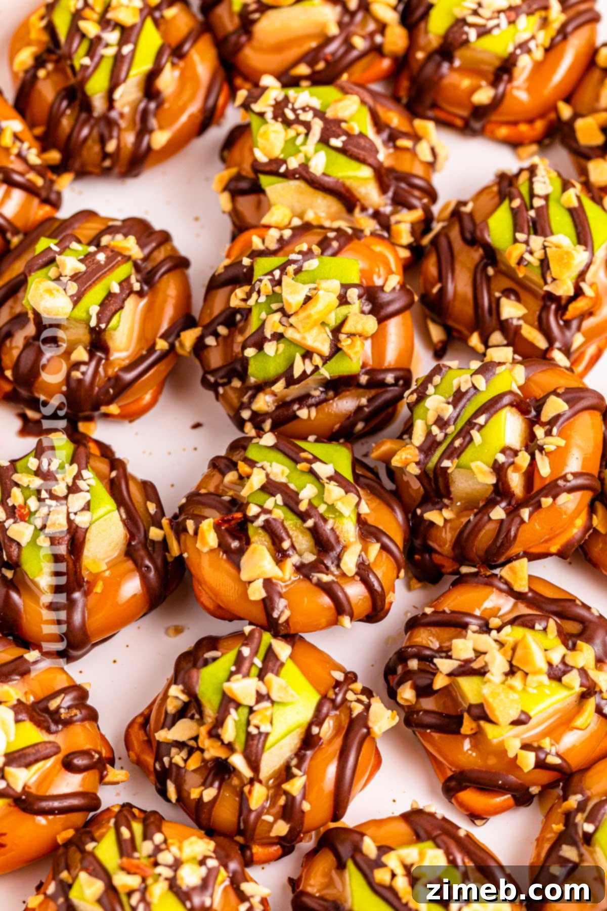 Sweet and Salty Caramel Apple Pretzel Bites 17 A stunning arrangement of Caramel Apple Pretzel Bites, ready to be devoured.