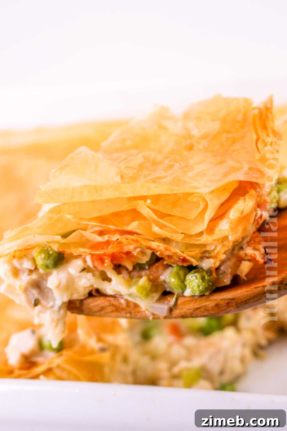 flaky crust topping on chicken pot pie