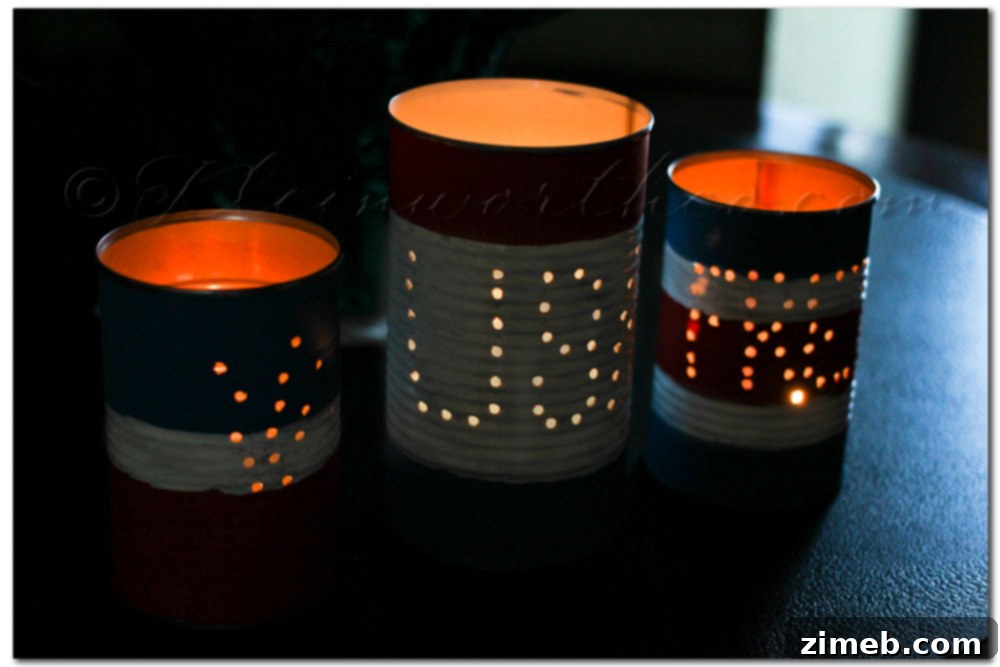 Patriotic Luminaries decorating an outdoor space