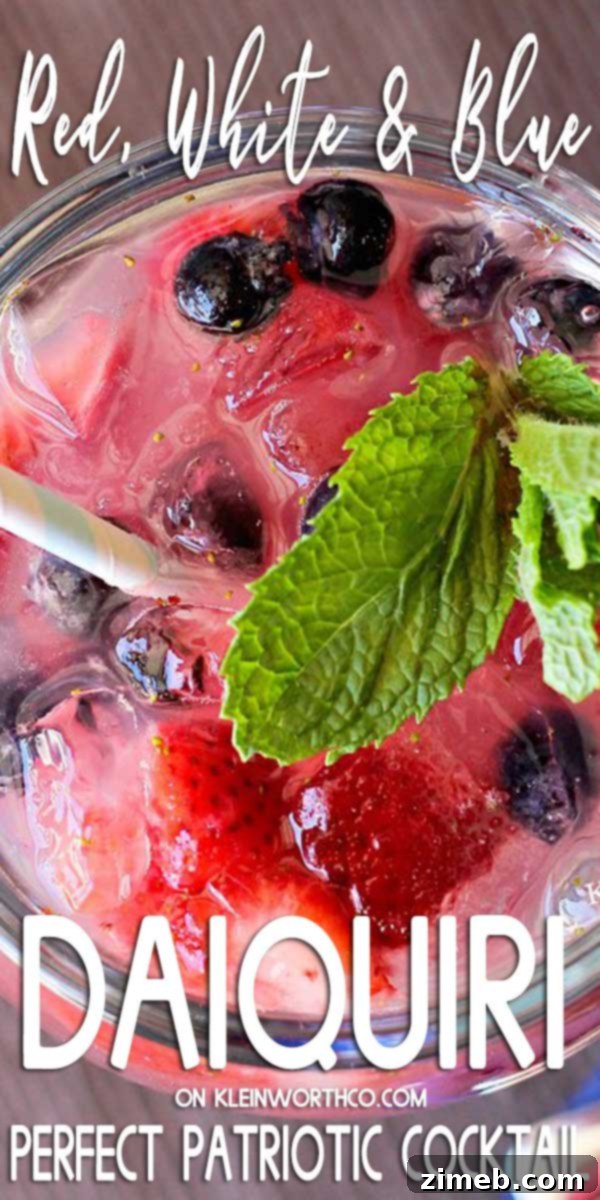 Strawberry, Blueberry Daiquiri, a refreshing patriotic drink perfect for summer celebrations