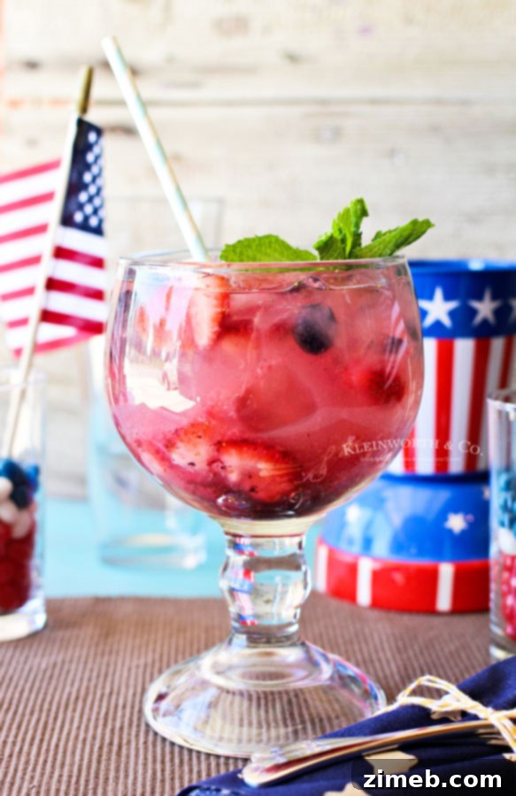 Red White and Blue holiday drink, a festive and refreshing rum cocktail
