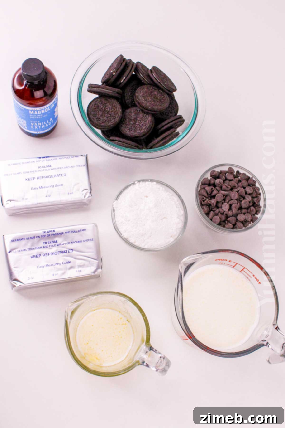 Ingredients for No-Bake Chocolate Cheesecake