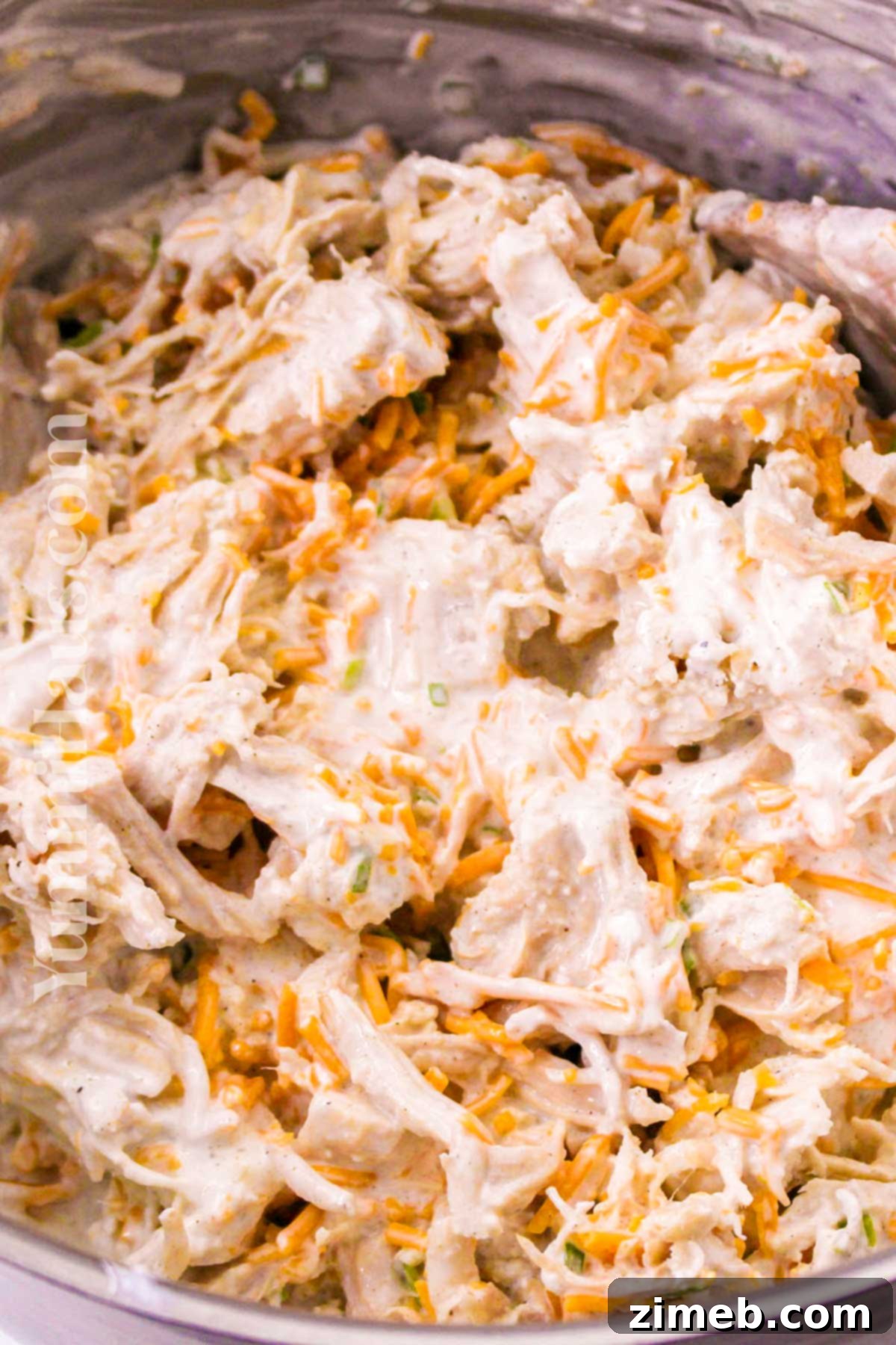 Savory Chicken Cornbread Bake 6 mixing the chicken filling
