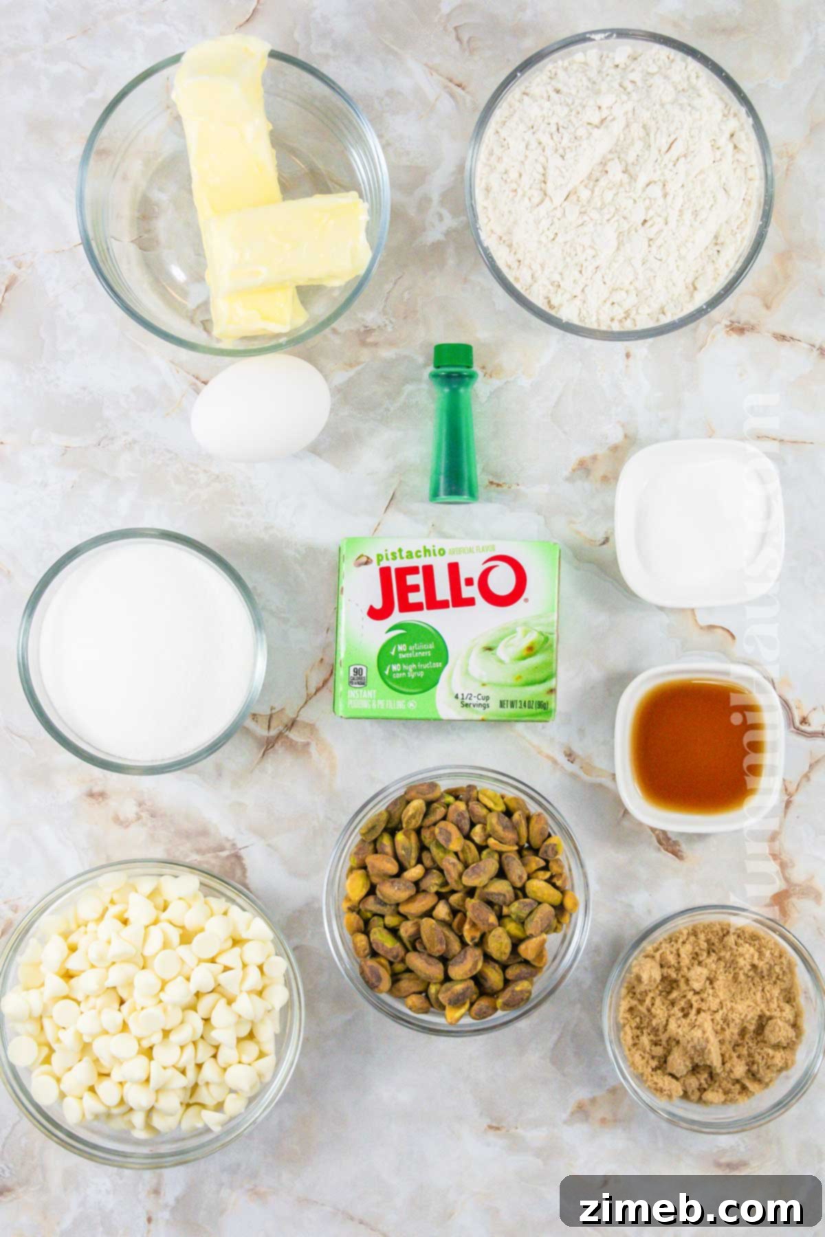 Dreamy Pistachio Pudding Cookies 4 Pistachio Cookie ingredients